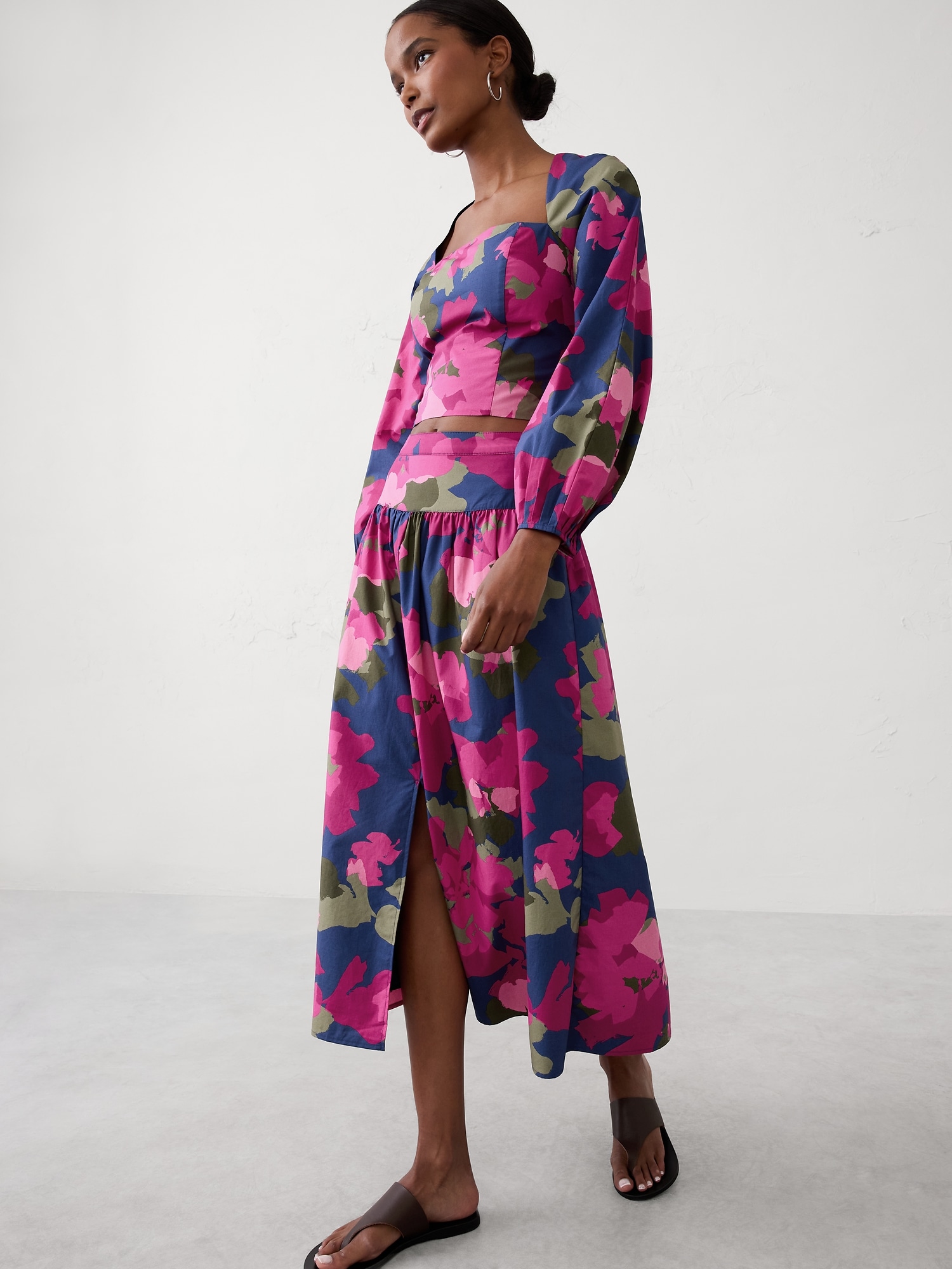 Image number 6 showing, Poplin Dropped-Waist Maxi Skirt