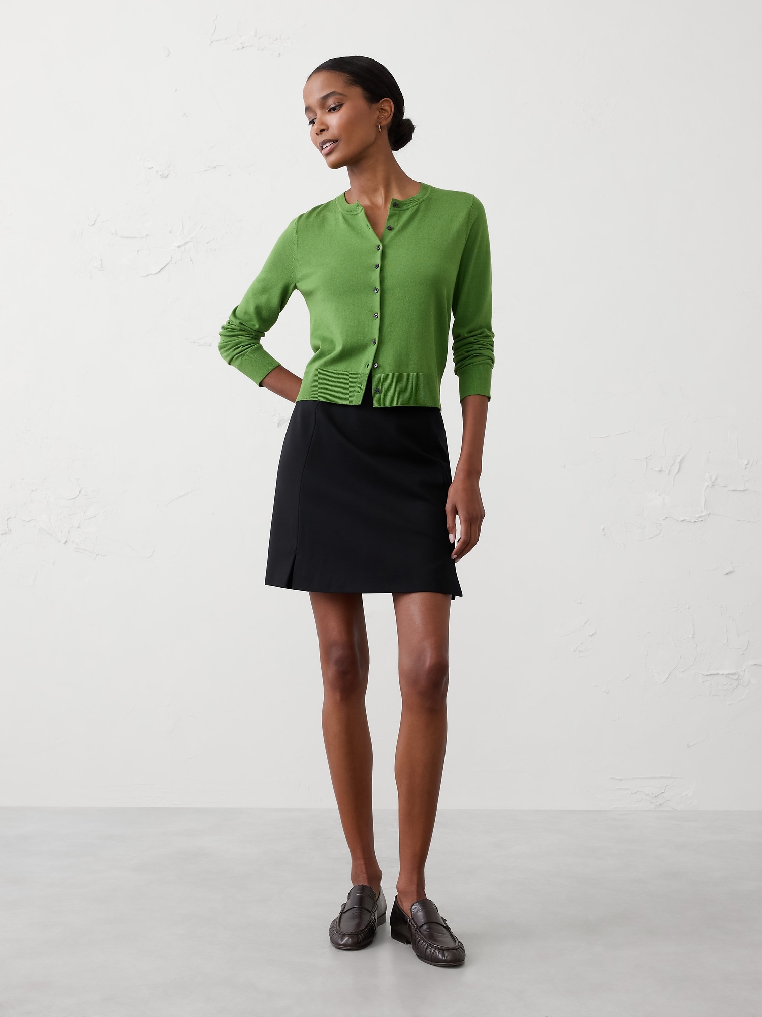PONTE SLIT MINI SKIRT - Black