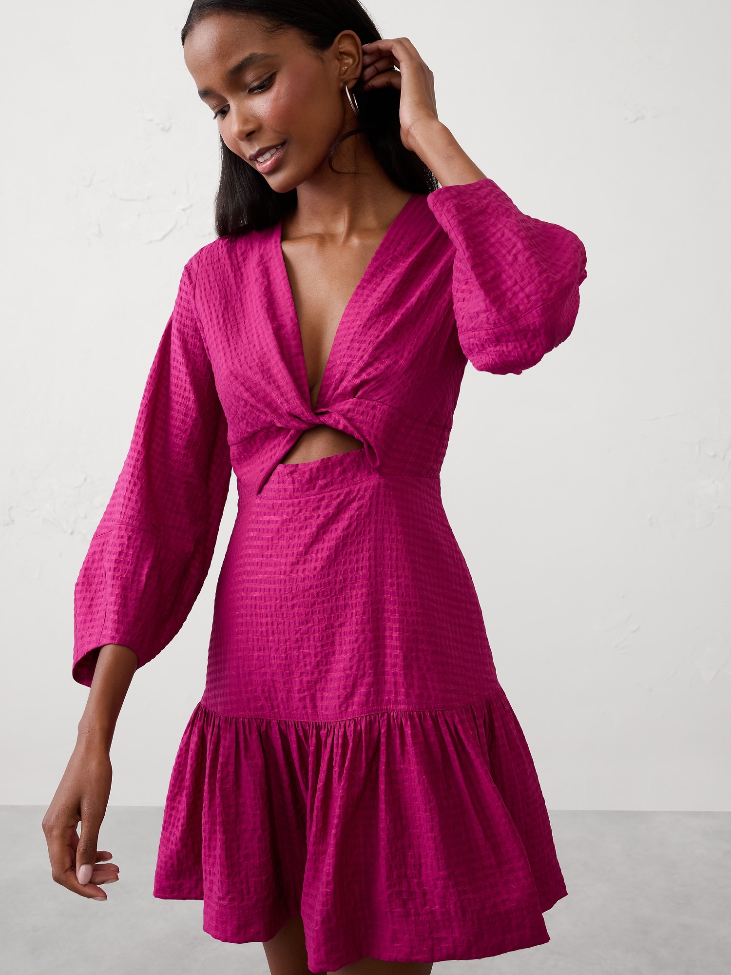 Image number 3 showing, TEXTURED TWIST MINI DRESS
