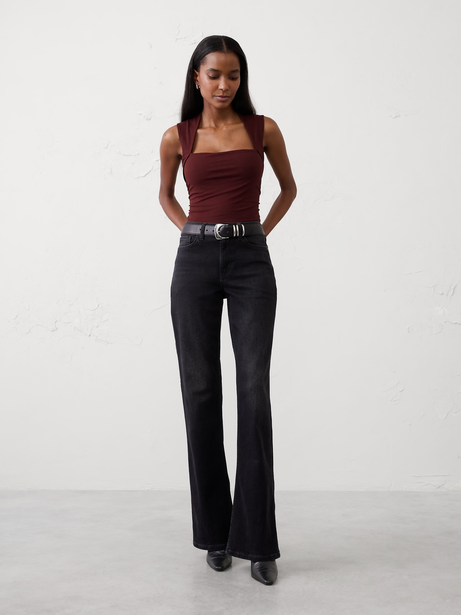 SOFT STRETCH SIDE-SHIRRED TOP - Vino Rosso