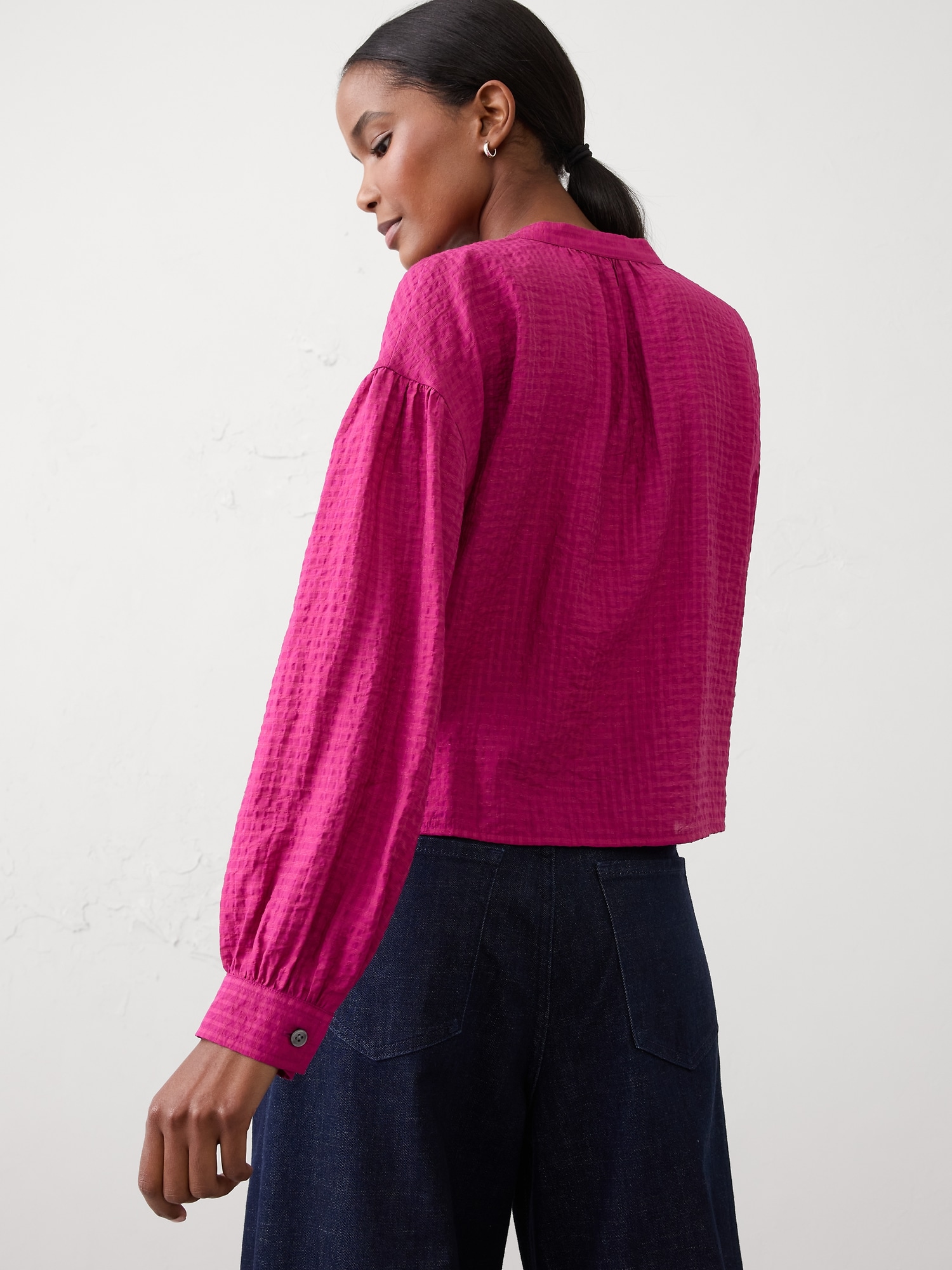 Image number 2 showing, JACQUARD PUFF-SLEEVE TOP