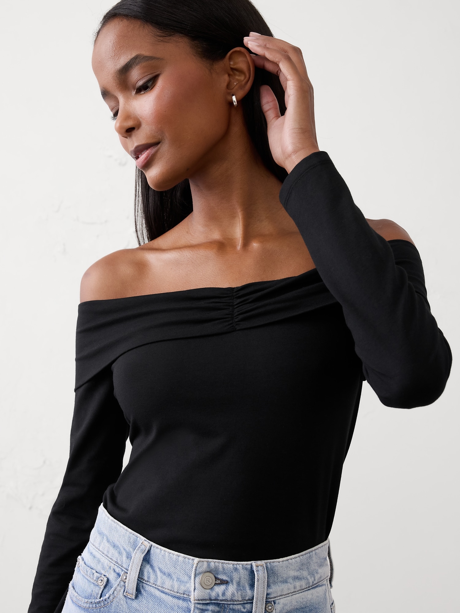 Image number 3 showing, SOFT STRETCH OFF-SHOULDER TOP