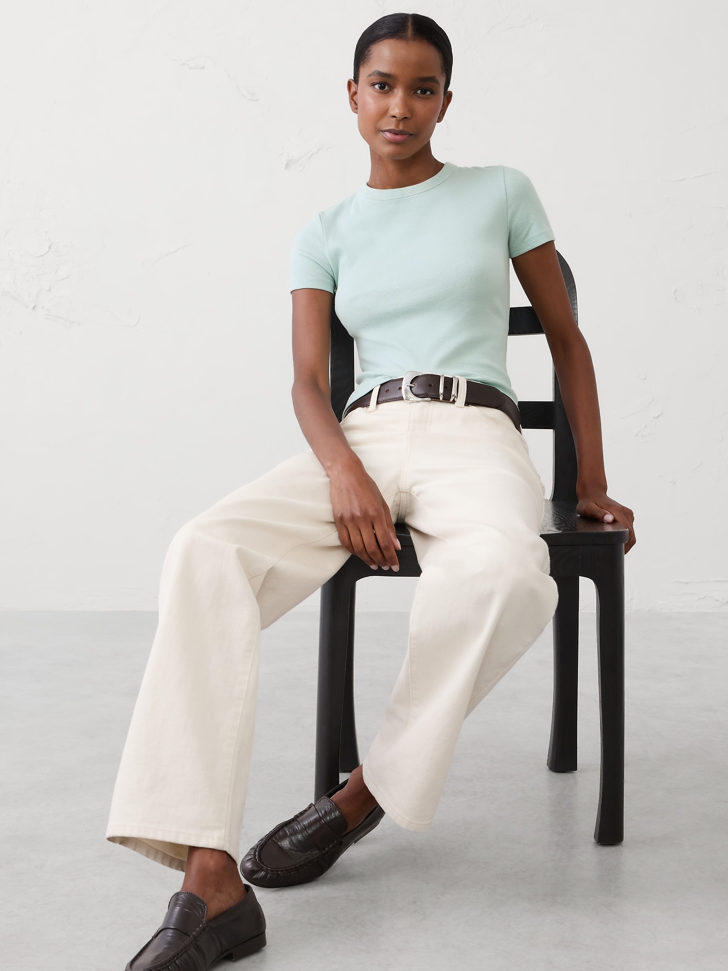 Ribbed T-Shirt - Soft Agate Green