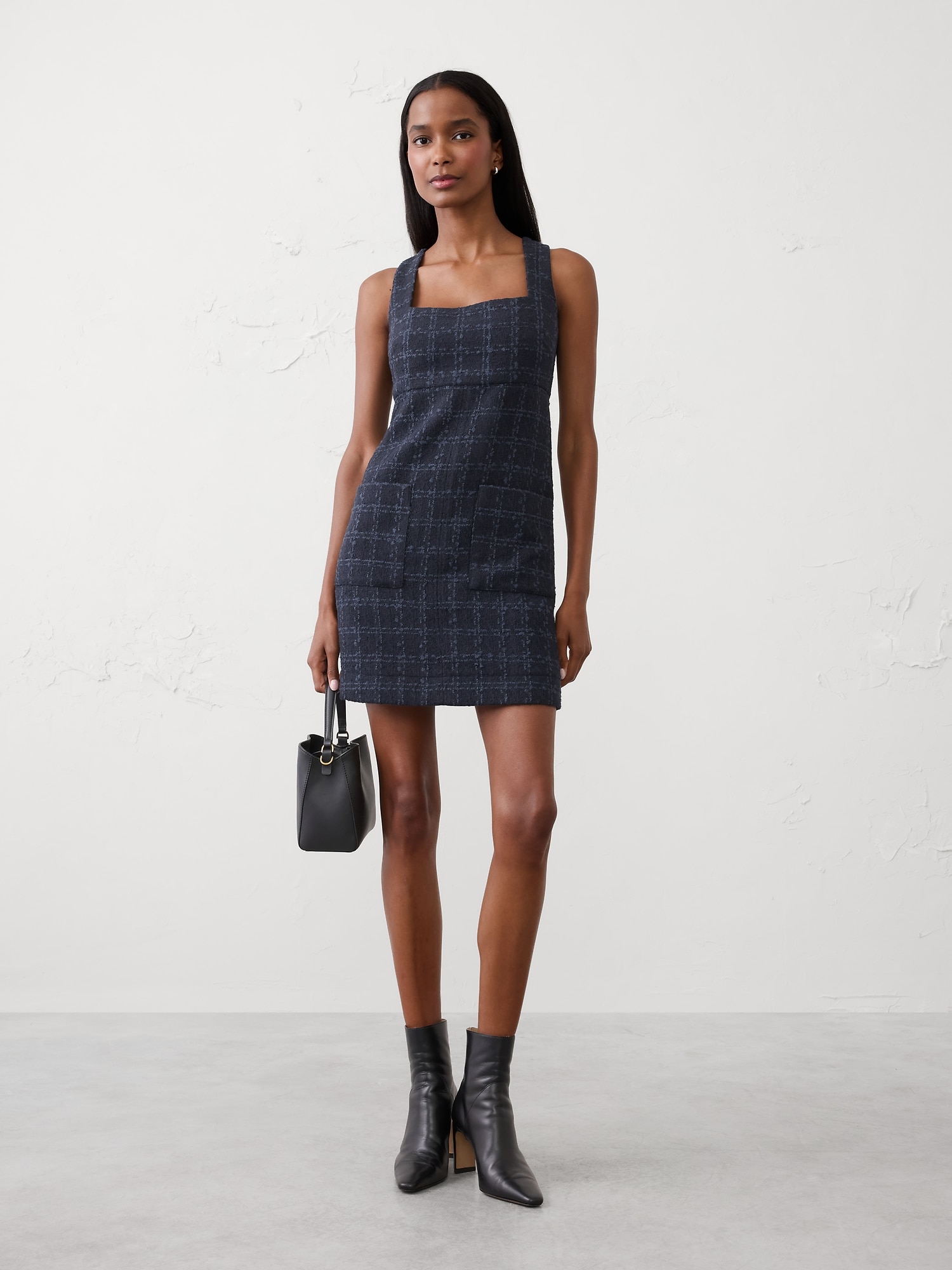 Image number 1 showing, TWEED EMPIRE-WAIST MINI DRESS