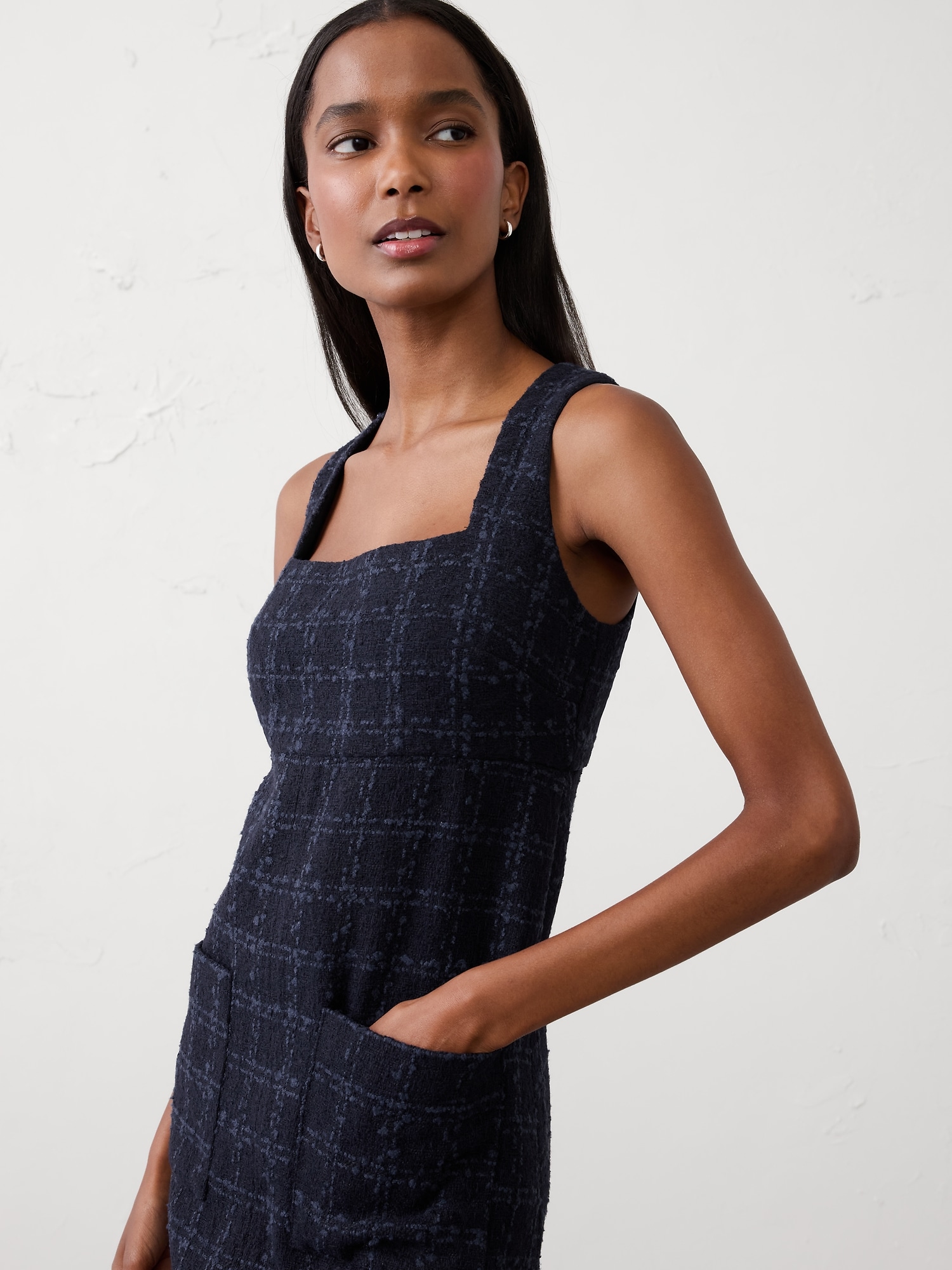 Image number 3 showing, TWEED EMPIRE-WAIST MINI DRESS