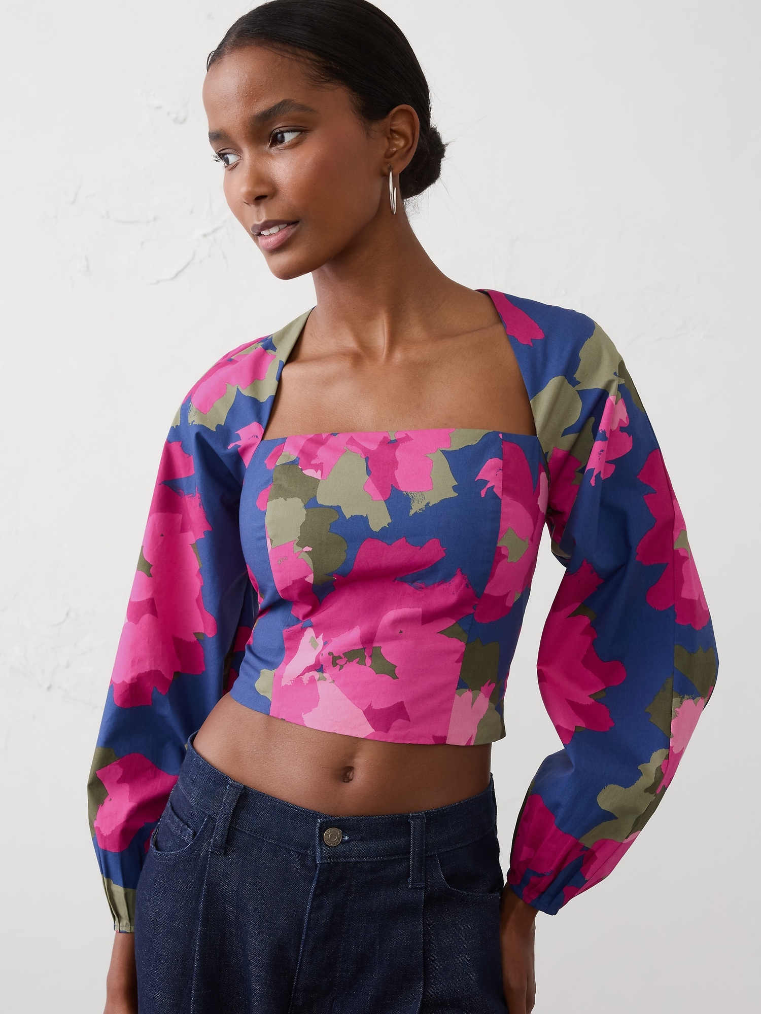 Image number 6 showing, POPLIN SQUARE-NECK TOP