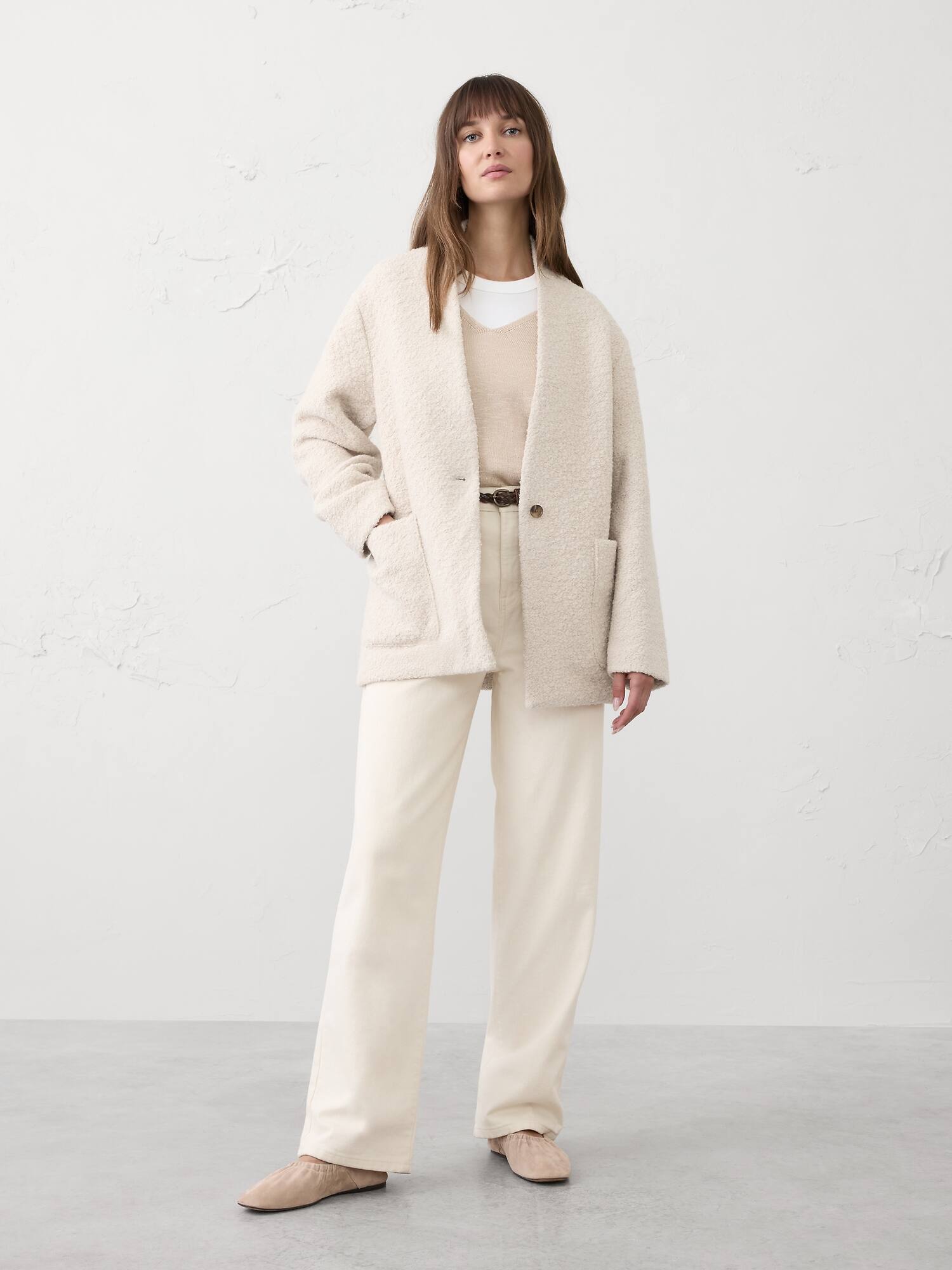 KNIT COAT - Oyster Pearl