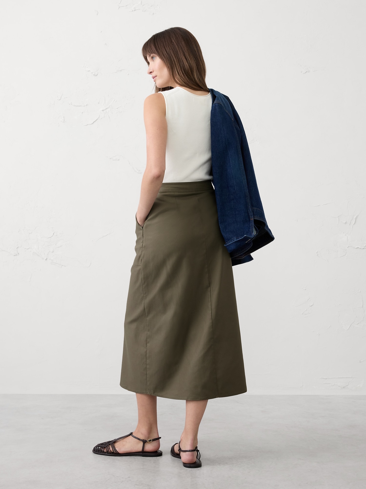 Image number 2 showing, TWILL PENCIL MIDI SKIRT