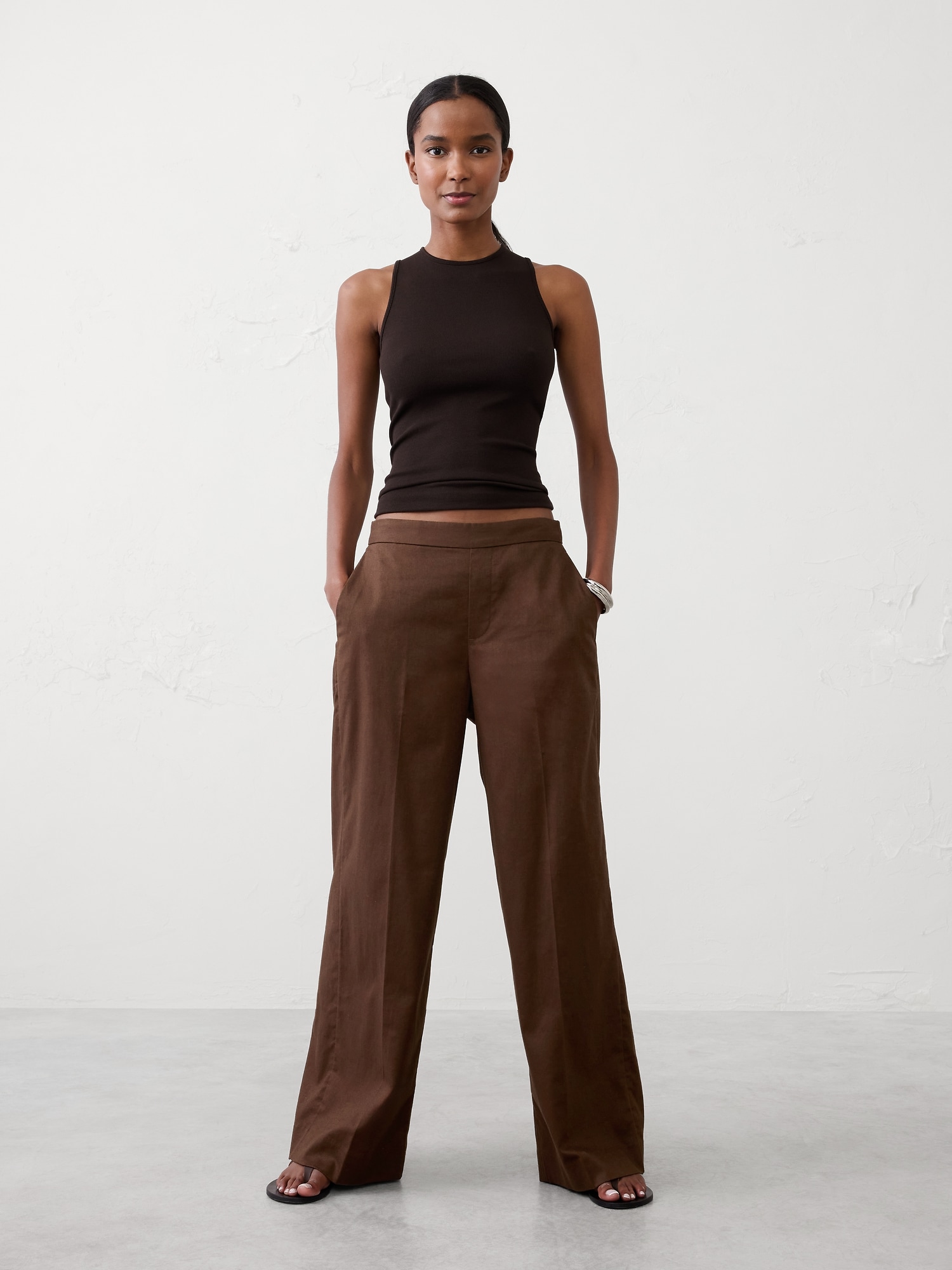 Hayden Wide-Leg Linen-Blend Pull-On Pant