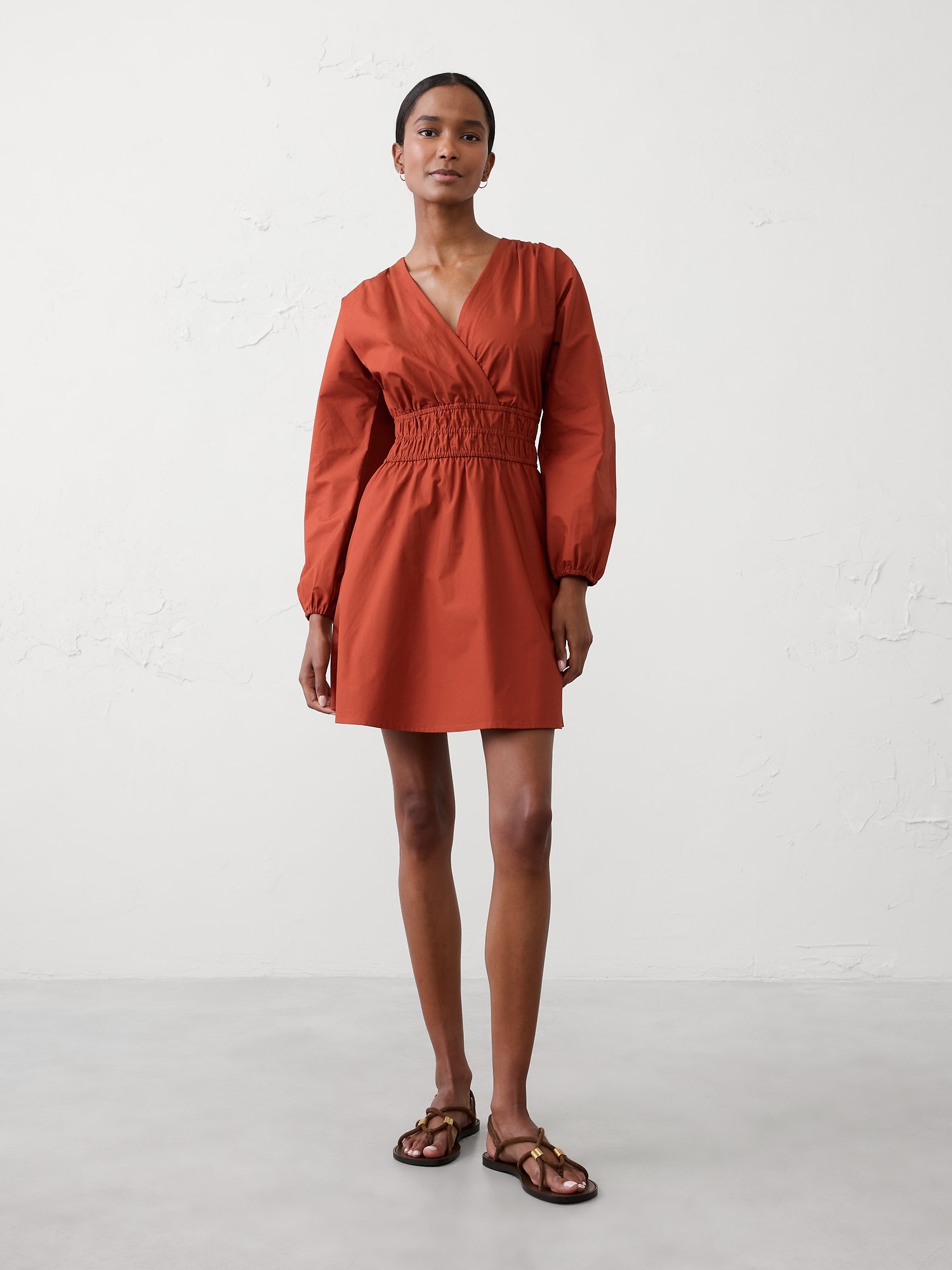 Waist-Seam Mini Dress - Red