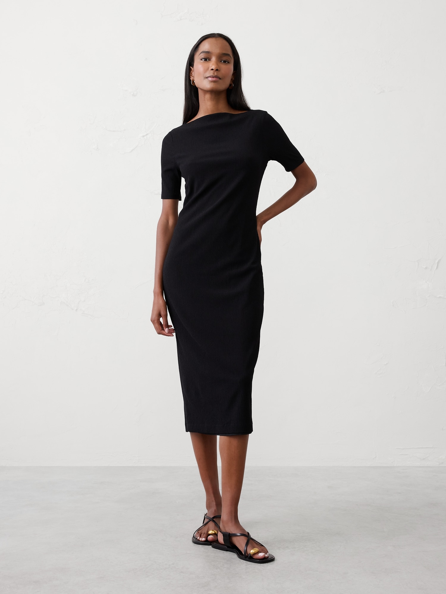 Image number 1 showing, Crinkle Knit Midi Dress