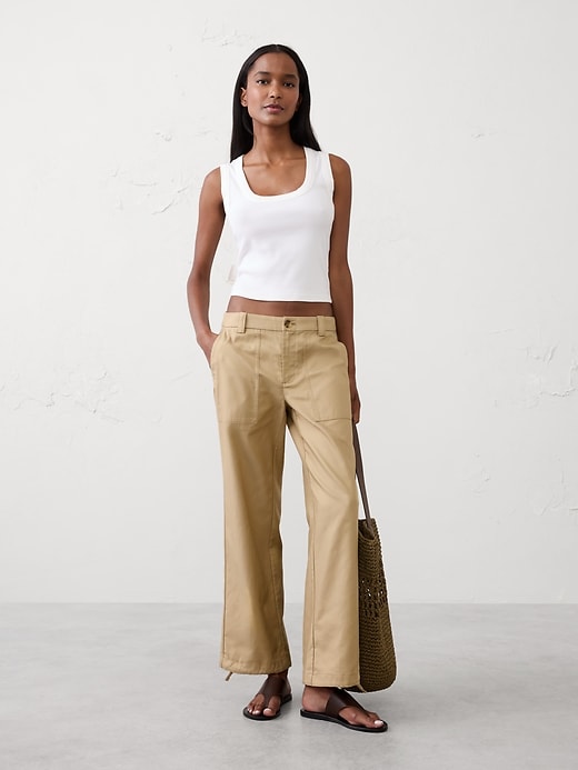 Wide-Leg High-Rise Cropped Chino
