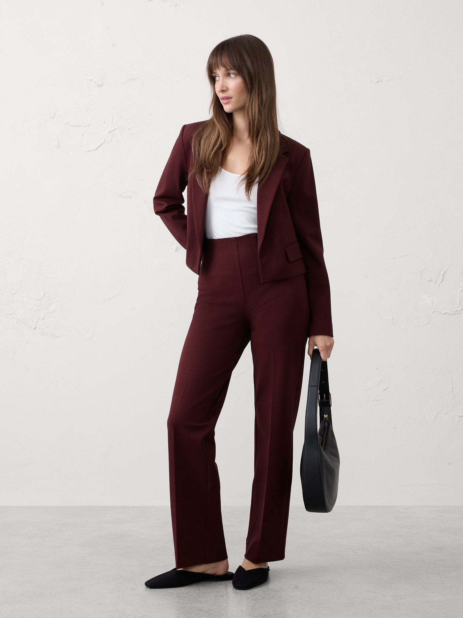 Straight Ponte Pull-On Pant - Vino Rosso