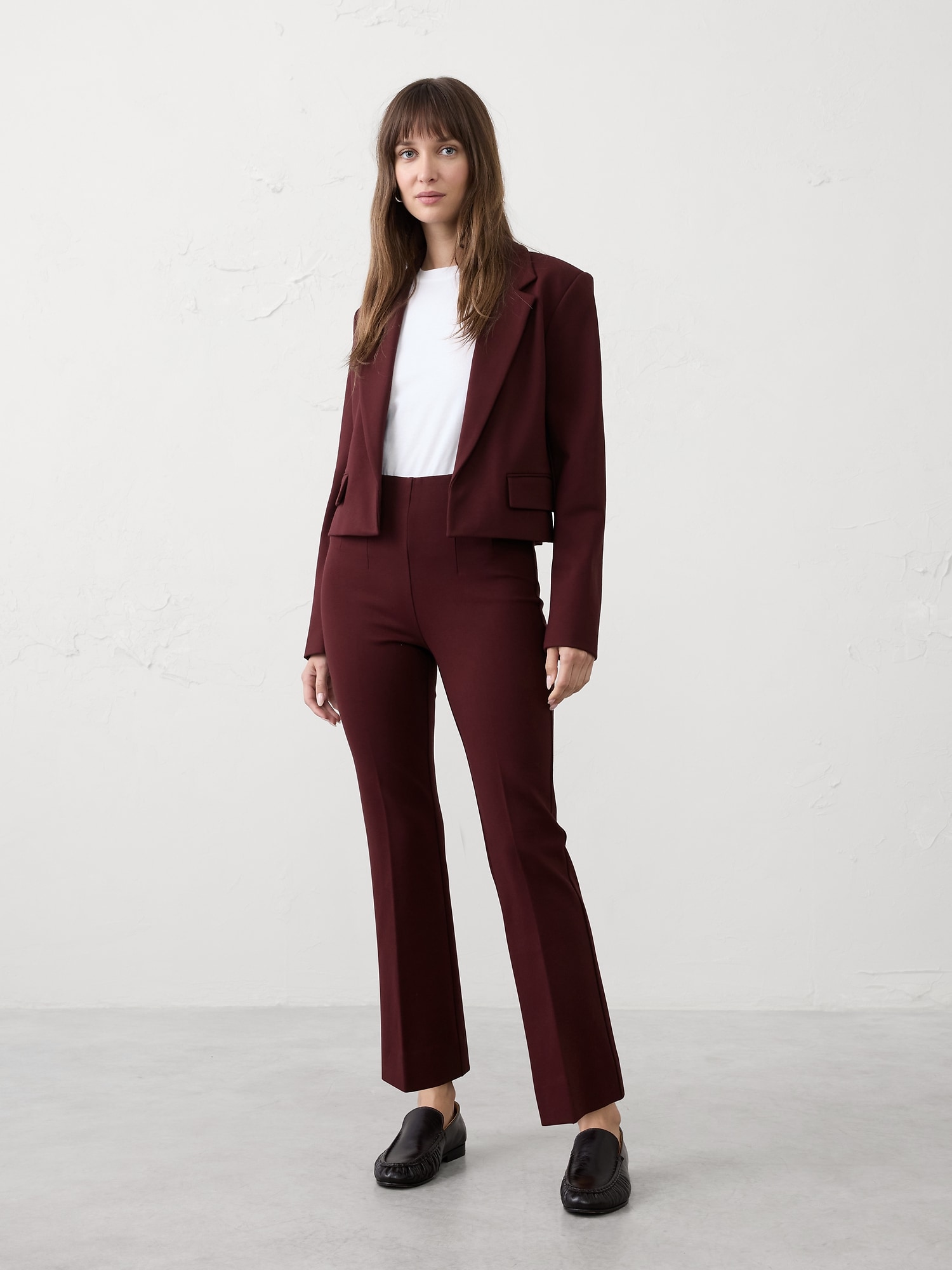 Bootcut Cropped Ponte Pull-On Pant - Vino Rosso