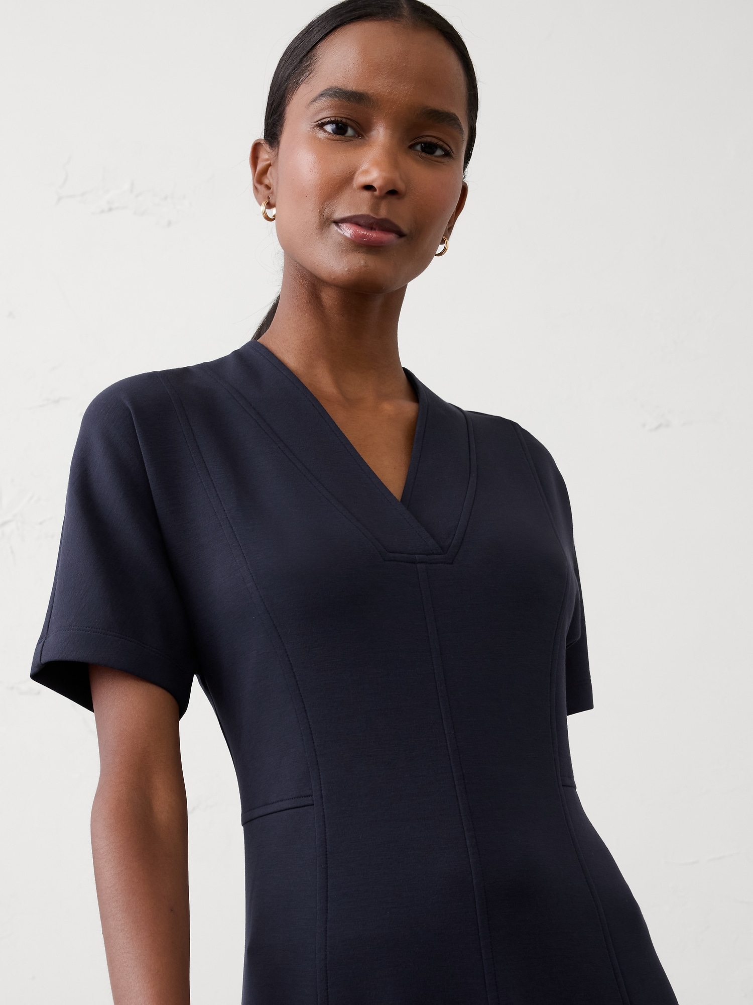 Image number 3 showing, SCUBA V-NECK MIDI DRESS