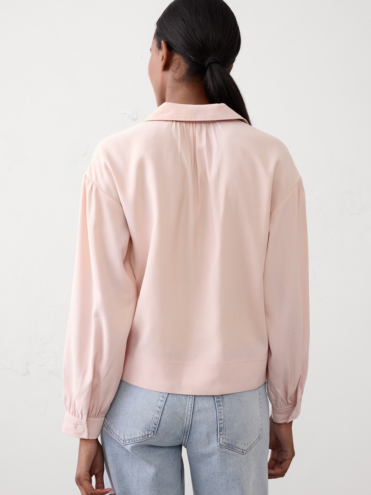 Image number 2 showing, Johnny-Collar Twill Popover Top