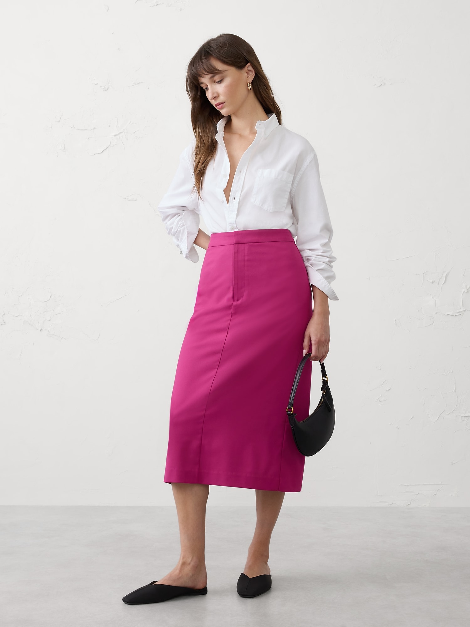 Tailored Midi Skirt - Camu Berry