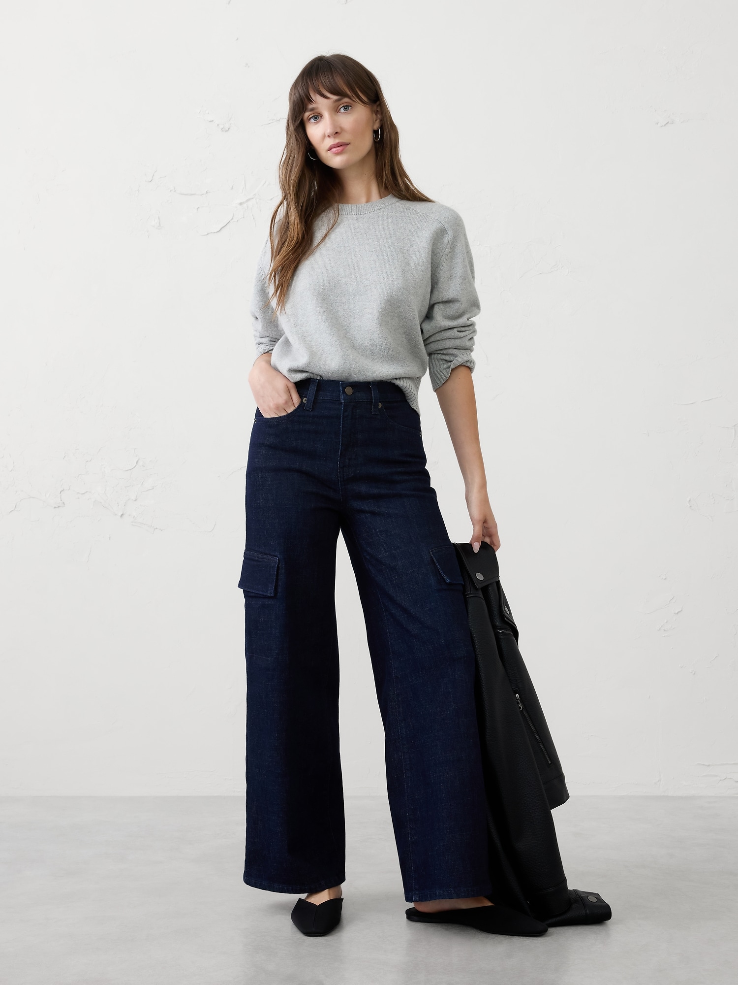 STRAIGHT HIGH-RISE CARGO JEAN - Rinse