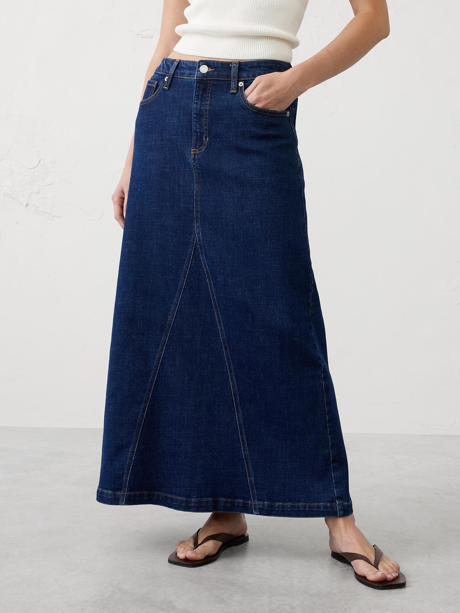 Image number 3 showing, Denim Split-Back Maxi Skirt