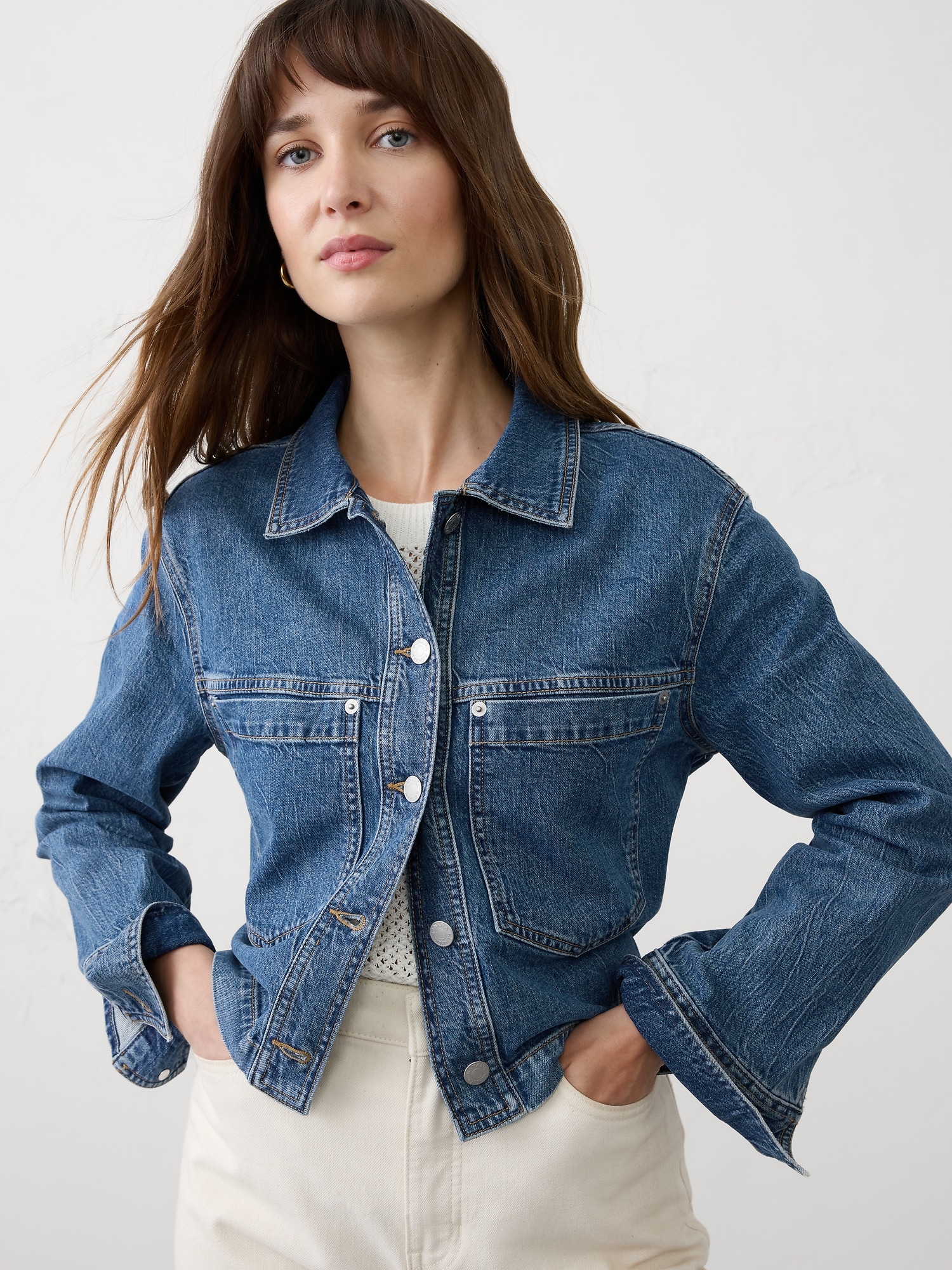 Image number 3 showing, Denim Cropped Jacket