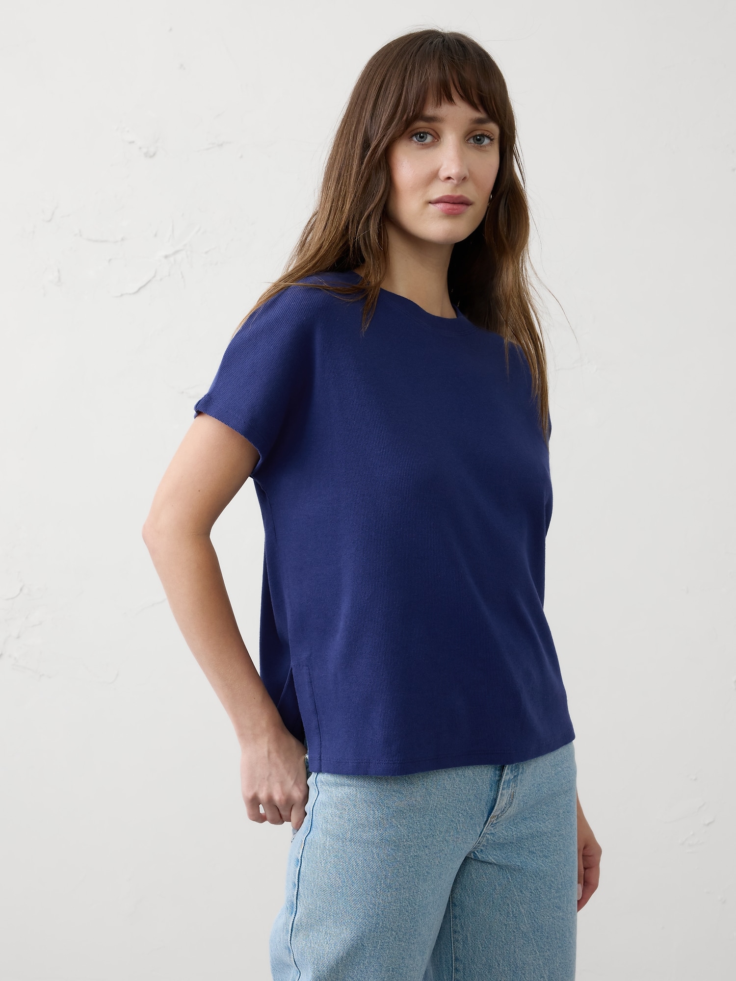 Oversized Ribbed Top - Blue