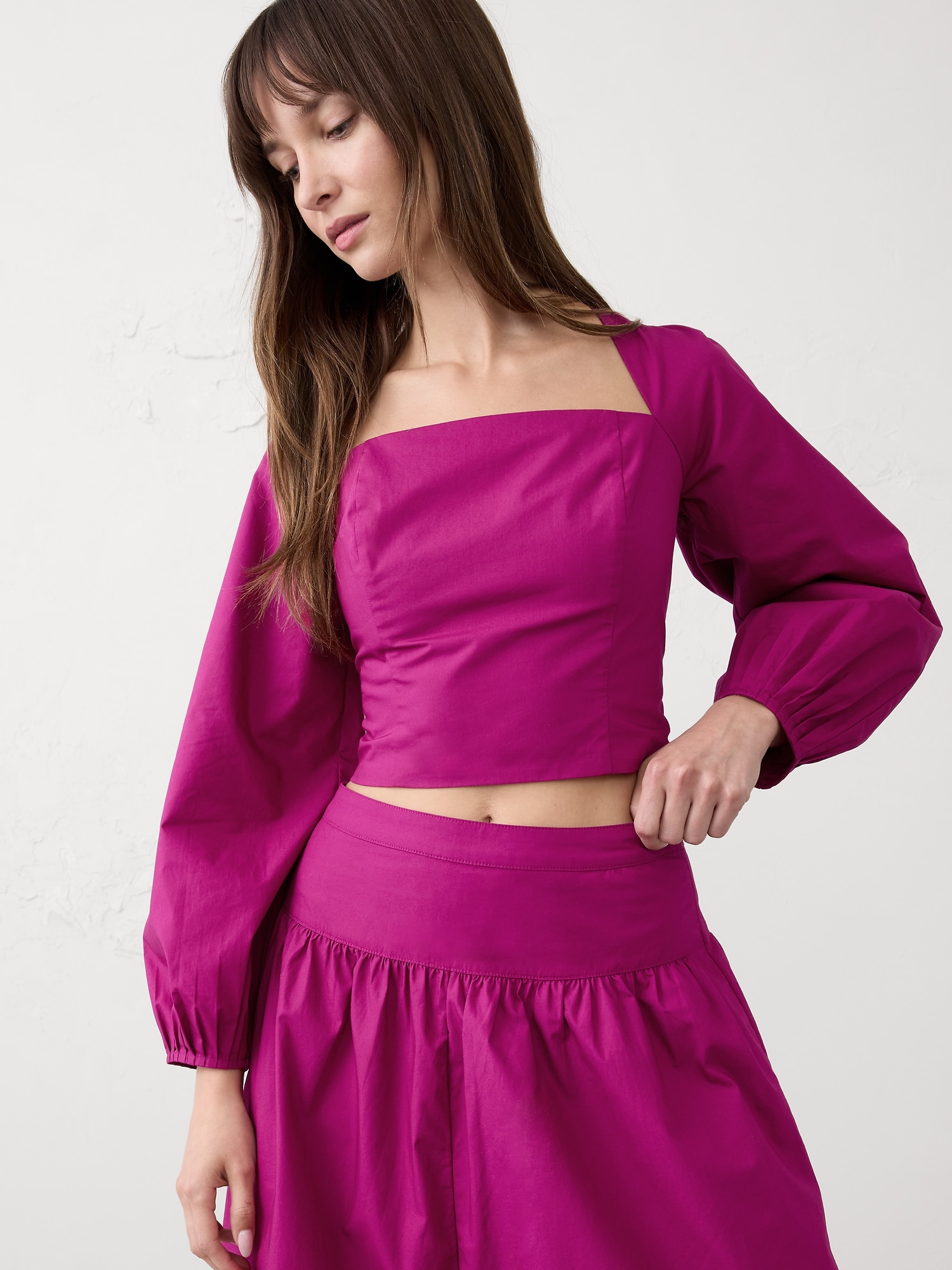 POPLIN SQUARE-NECK TOP - Camu Berry