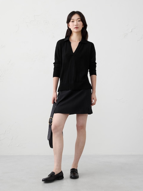 Merino Wool Johnny-Collar Sweater