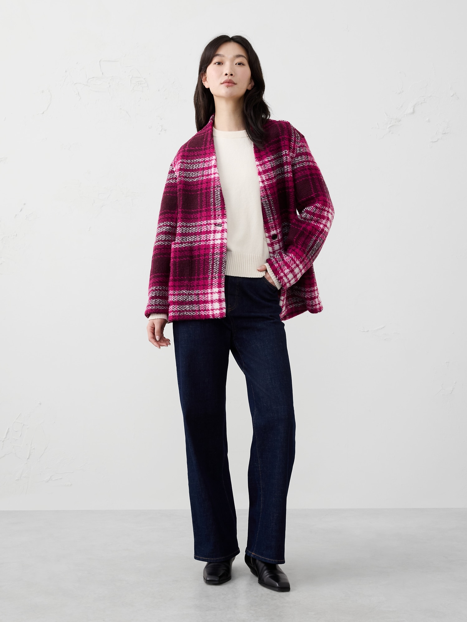 Image number 1 showing, Knit Bouclé Coat