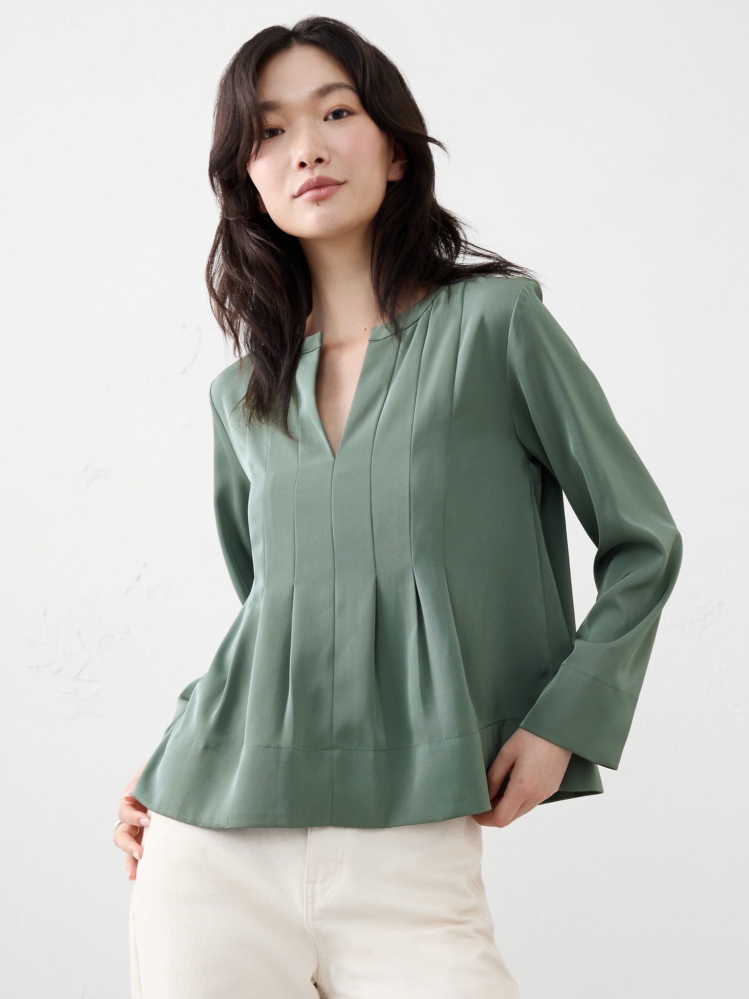 PLEATED SWING TOP - Slate Green