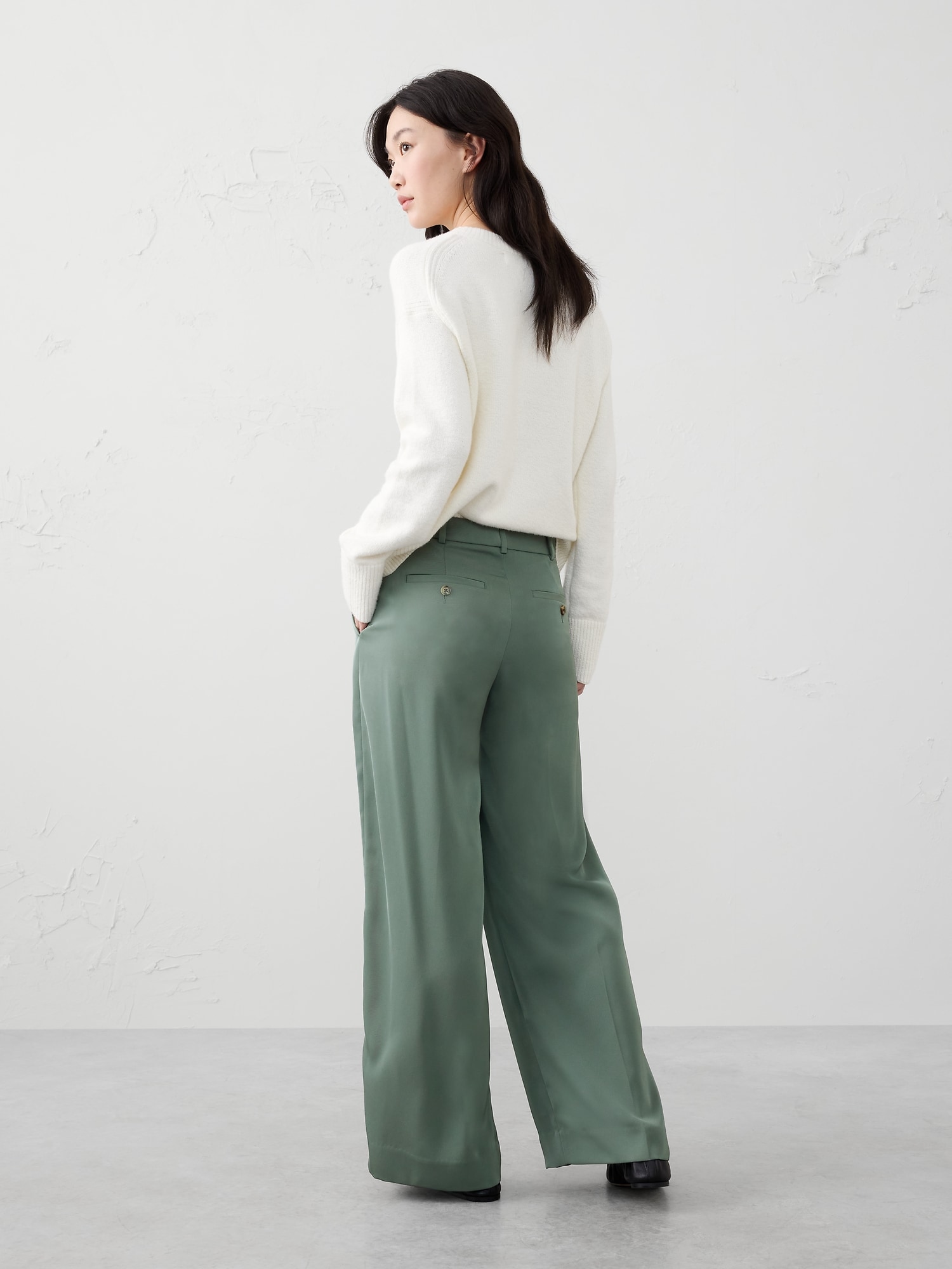 Image number 2 showing, WIDE-LEG HIGH-RISE  TWILL TROUSER