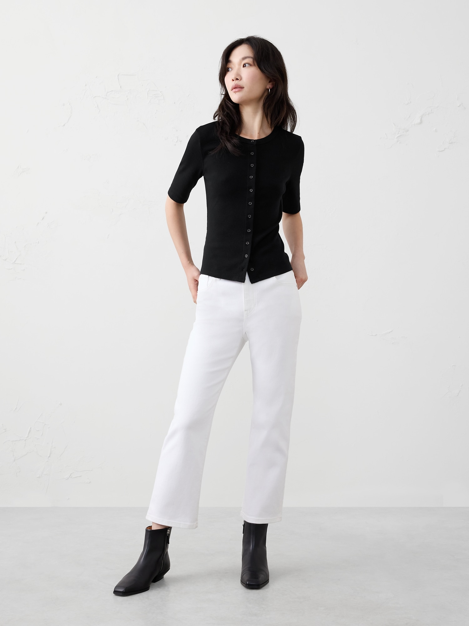 Image number 1 showing, Ribbed Button-Down Top