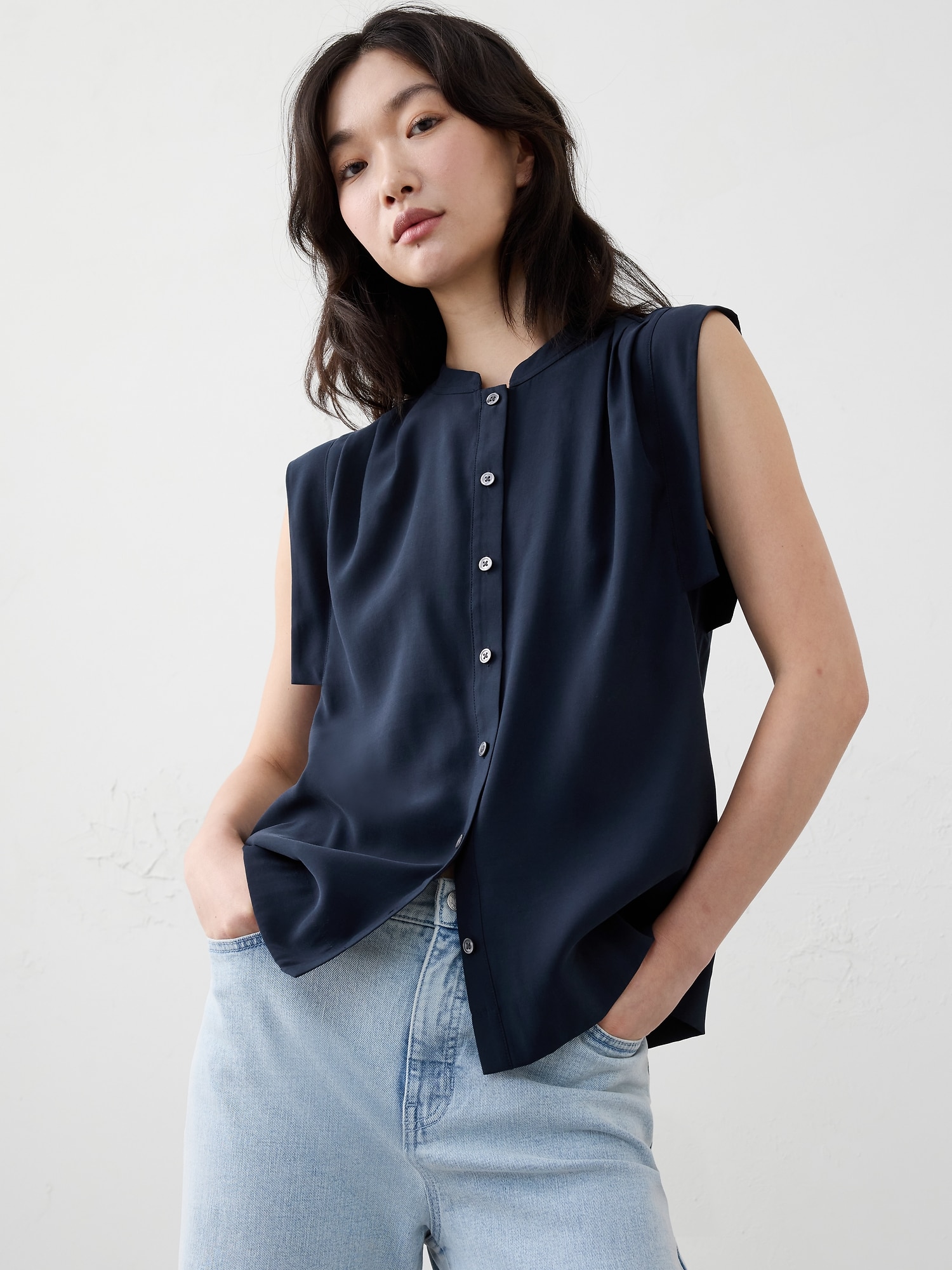 Image number 1 showing, Twill Button Top