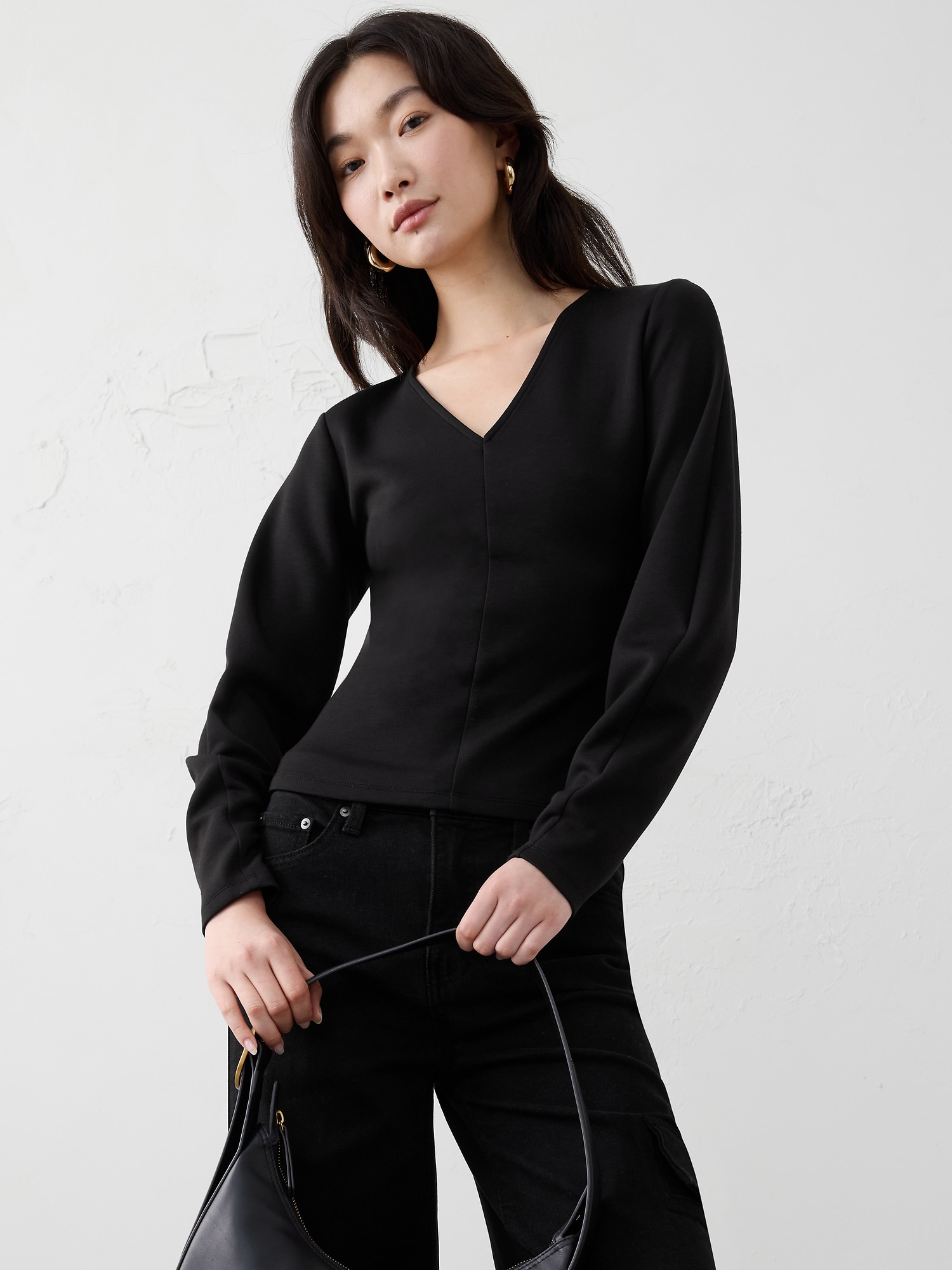 SCUBA SEAMED TOP - Black