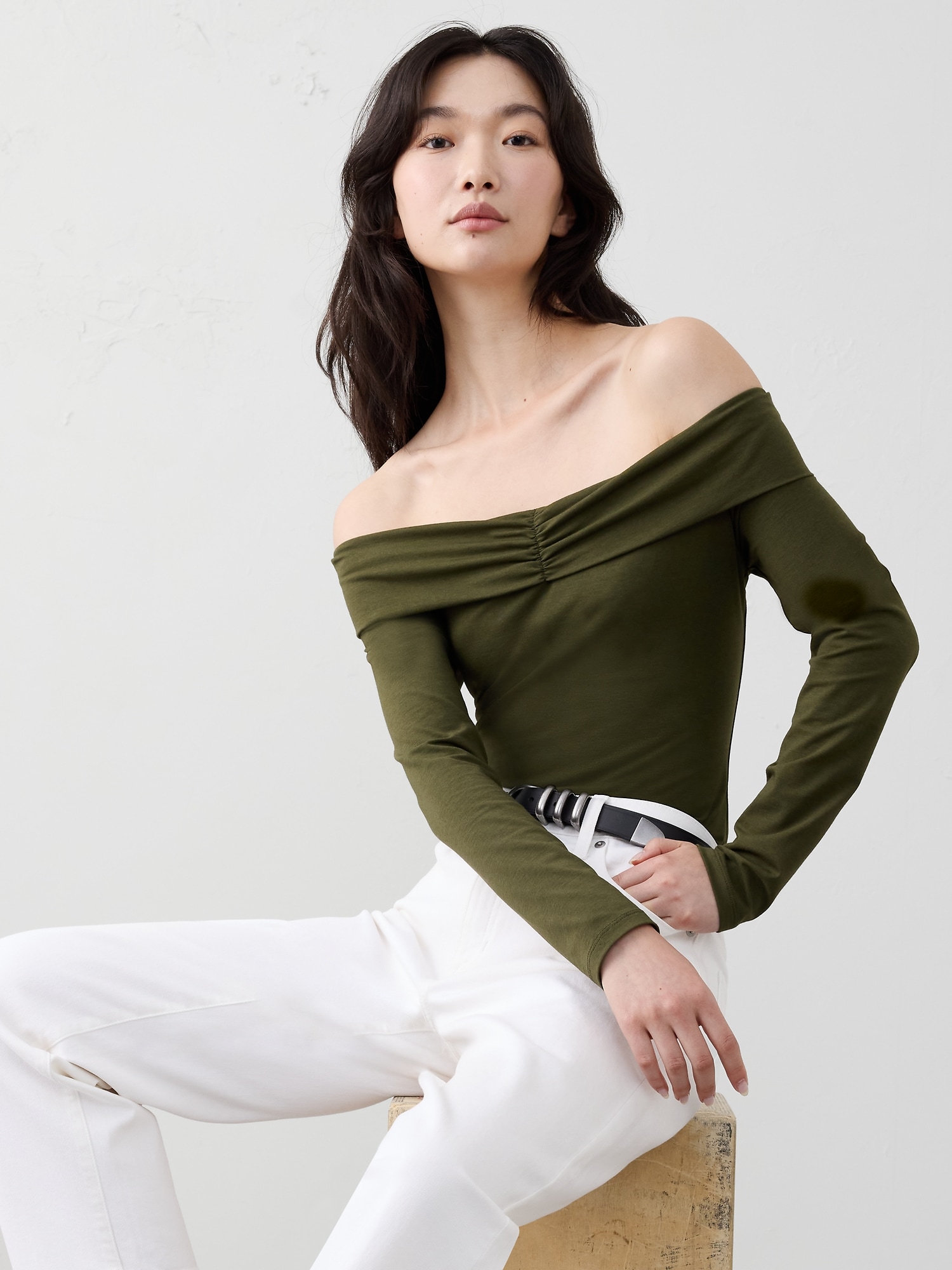 Image number 1 showing, SOFT STRETCH OFF-SHOULDER TOP