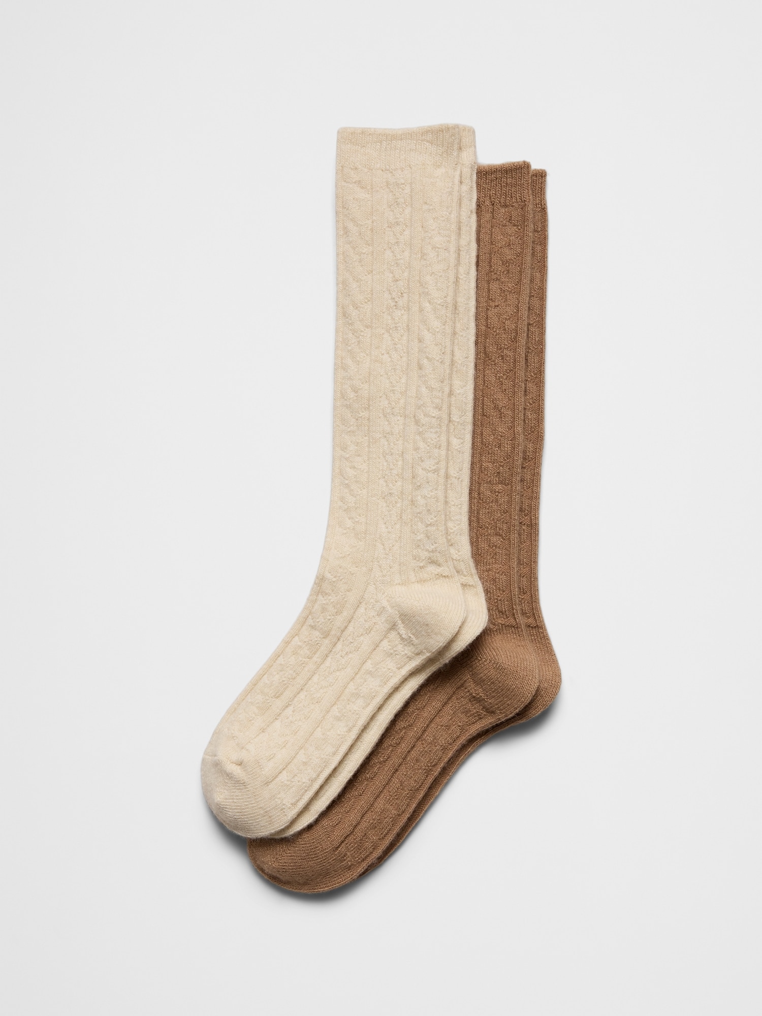 Cable Cozy Socks (2 Pack) - Plateau Beige Camel