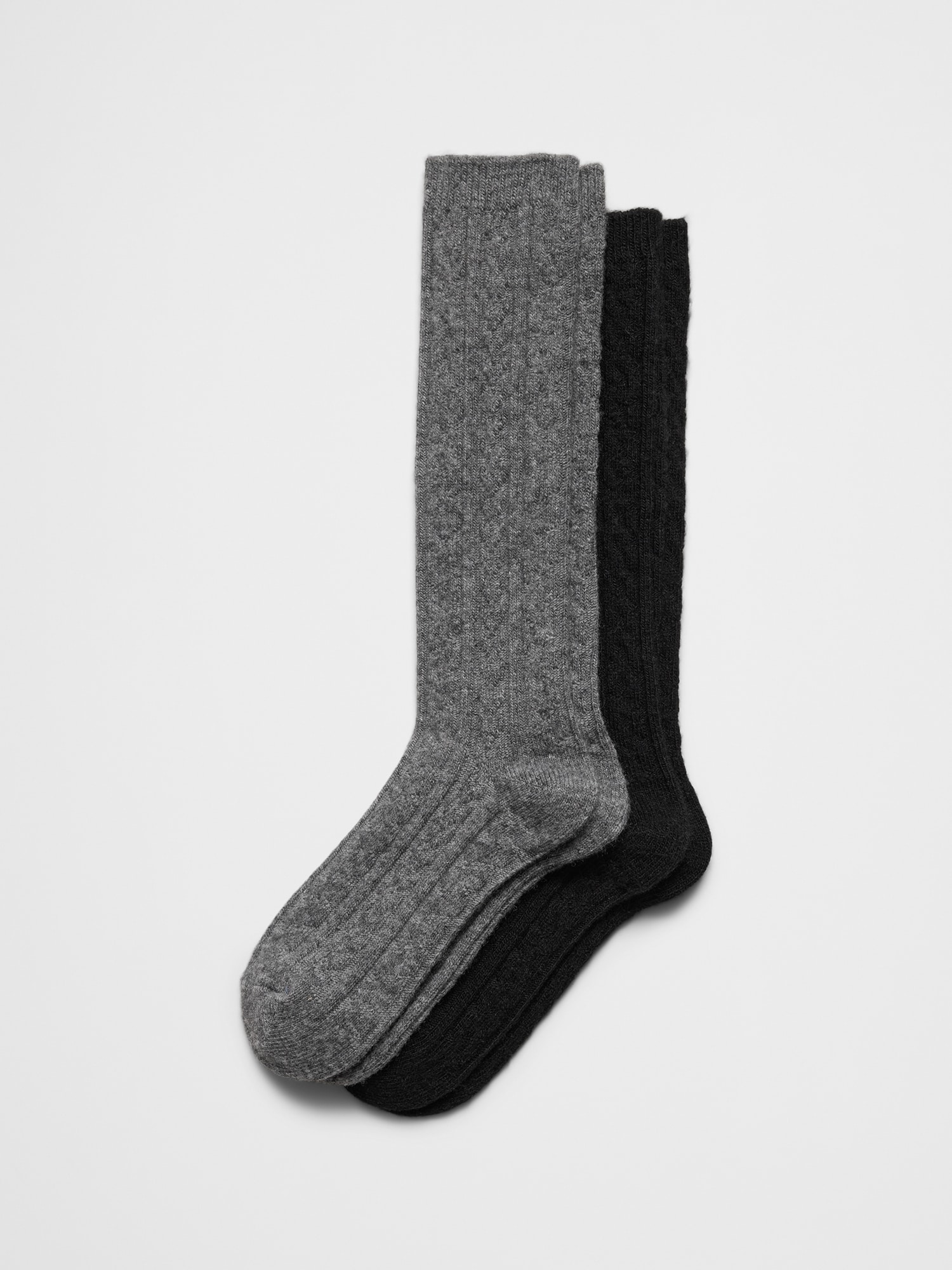 Cable Cozy Socks (2 Pack) - Black