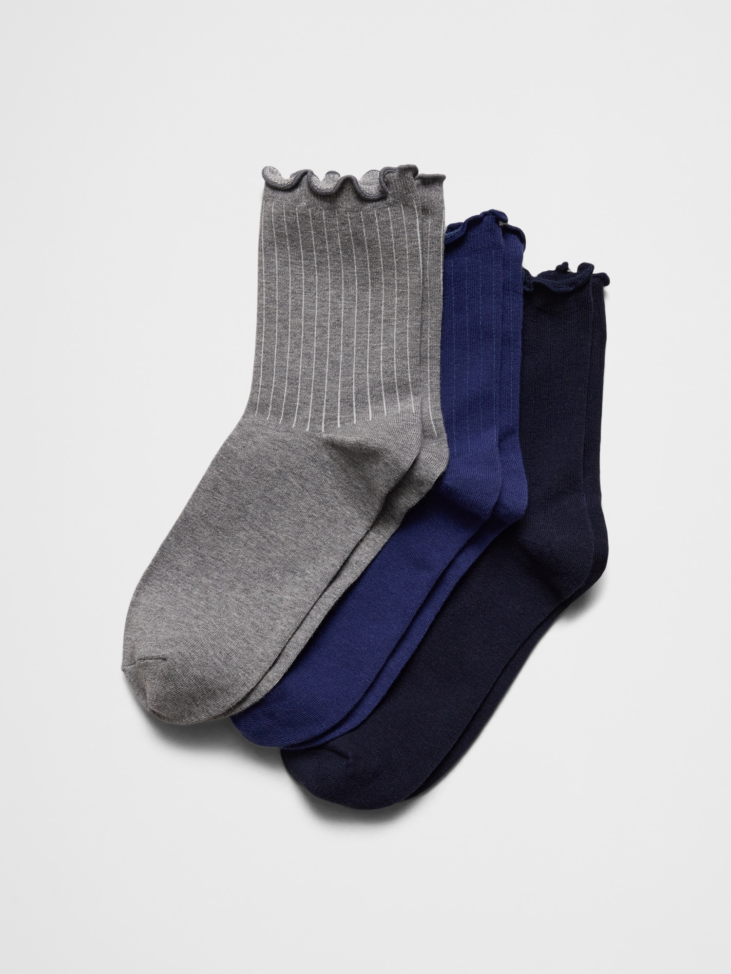 Ruffle Ankle Socks (3 Pack) - Drizzle Blue