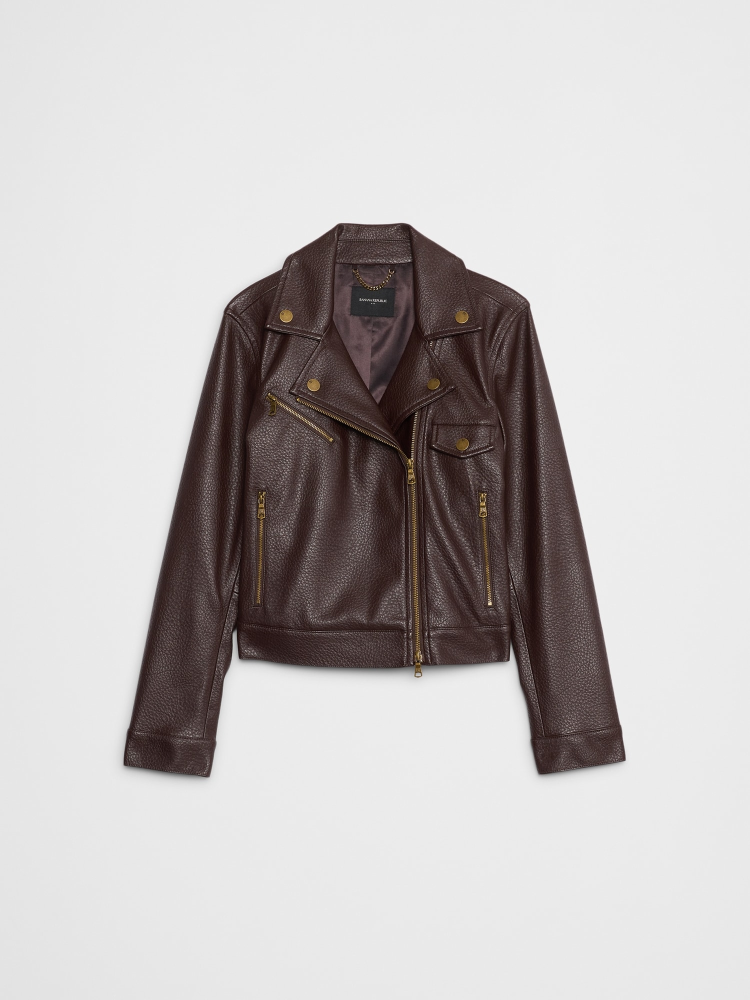 Image number 4 showing, VEGAN LEATHER CROPPED MOTO JACKET