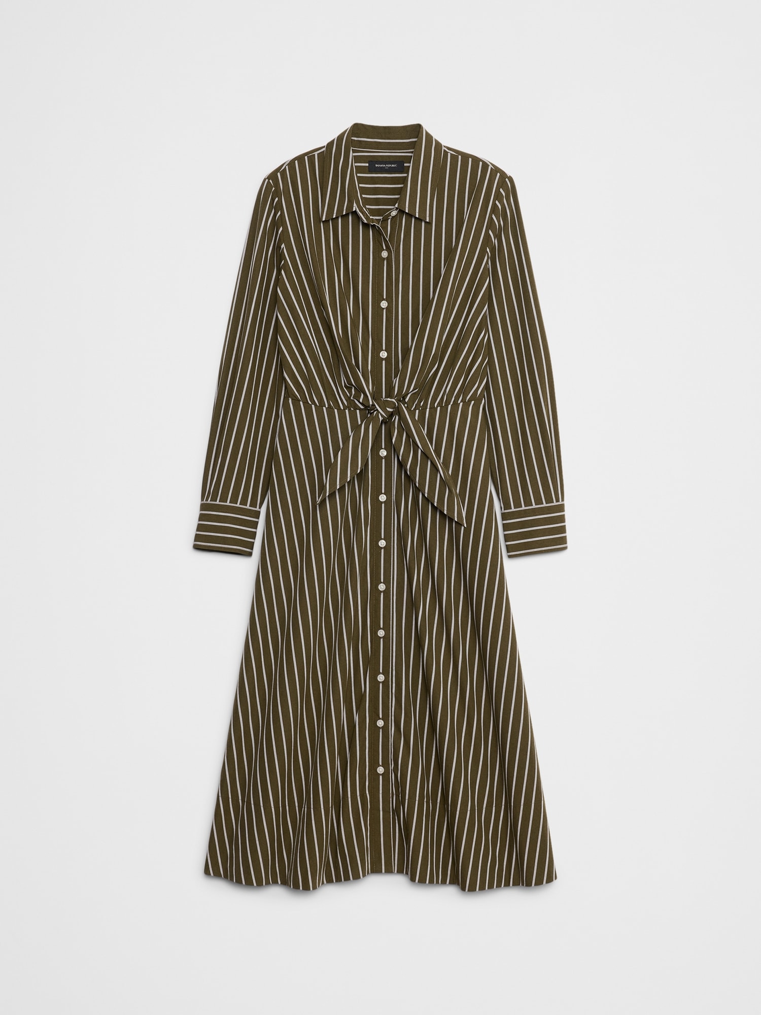 Image number 4 showing, Cuffed Tie-Front Midi Shirtdress