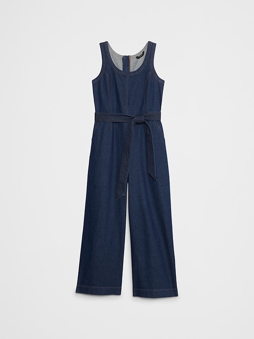 Petite Drawstring Denim Jumper Roman Blue Petite Stretch Denim - Main Image