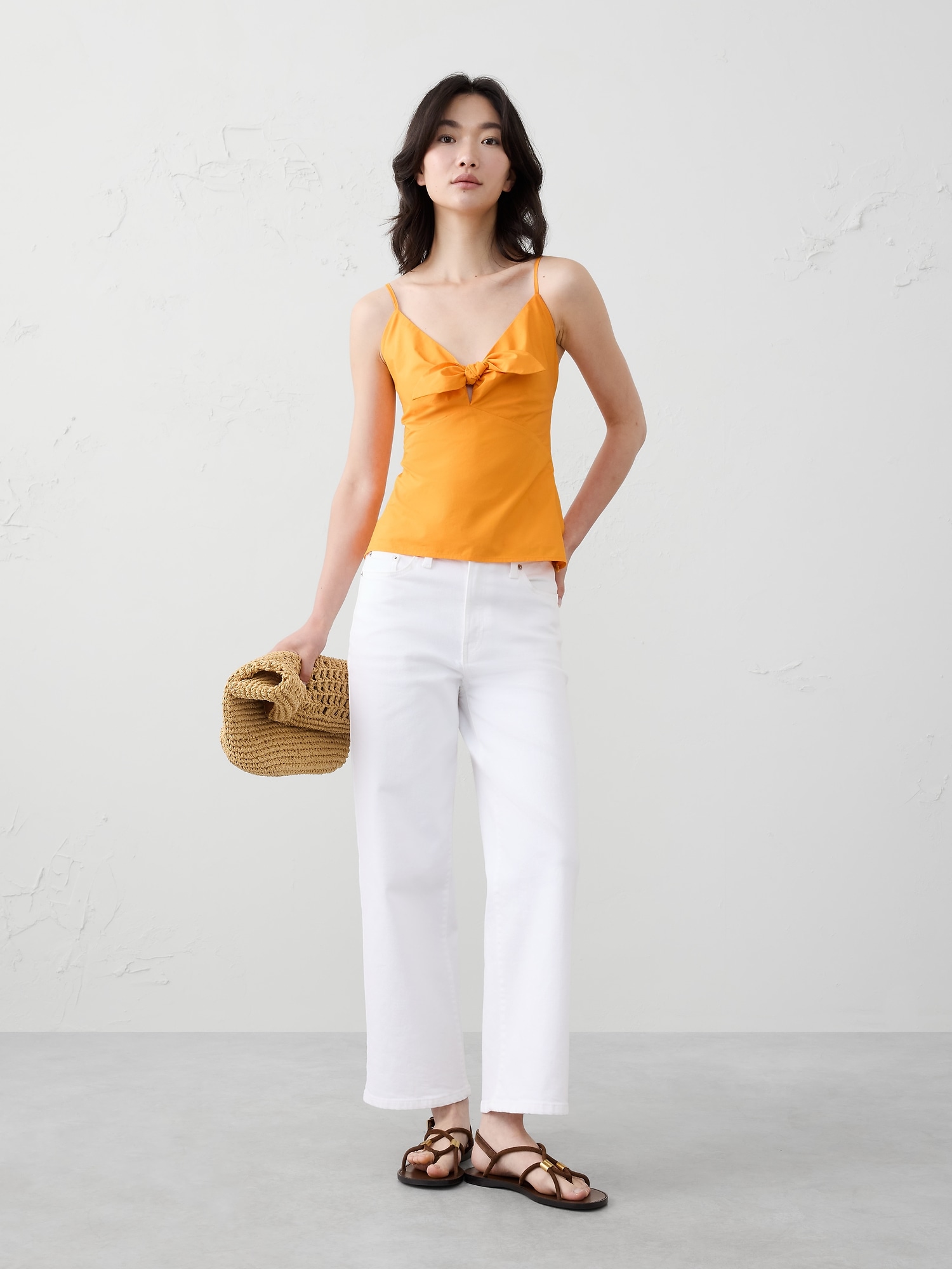 Tie-Front Poplin Top