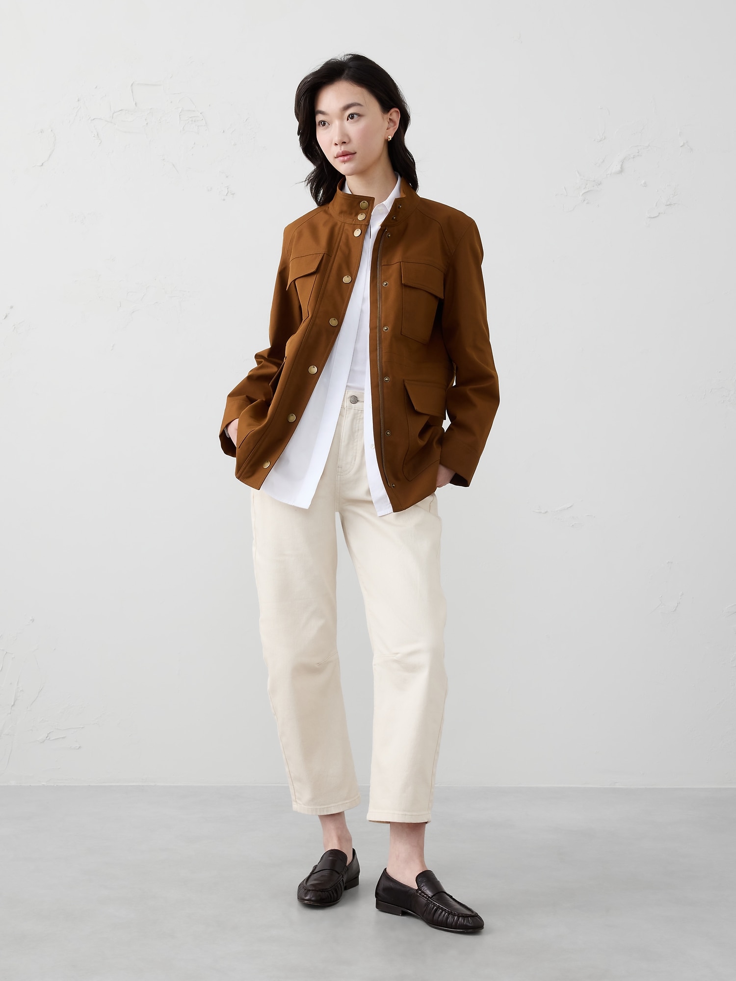 Twill Utility Jacket - Brown