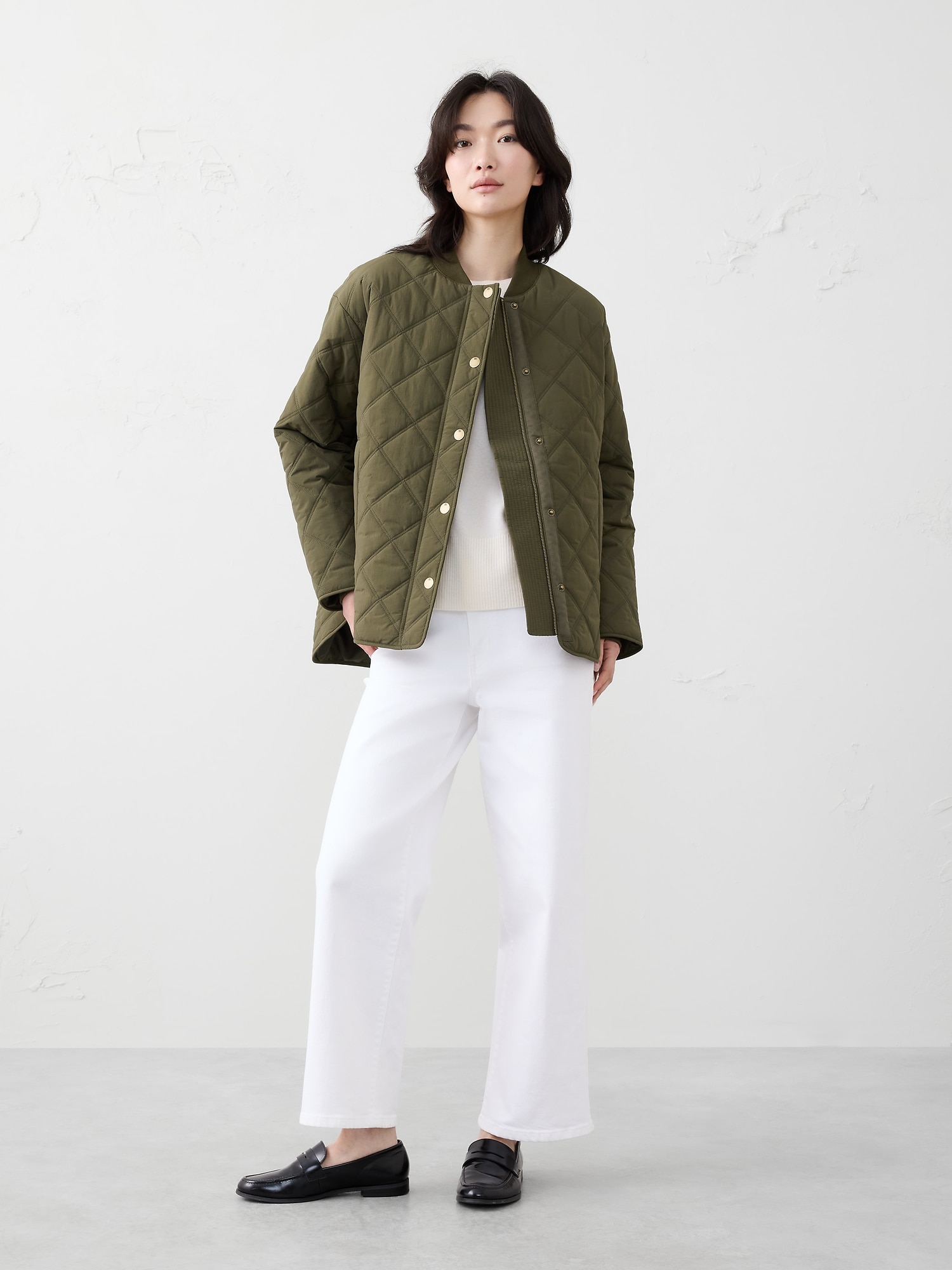 NYLON QUILTED JACKET - Olive