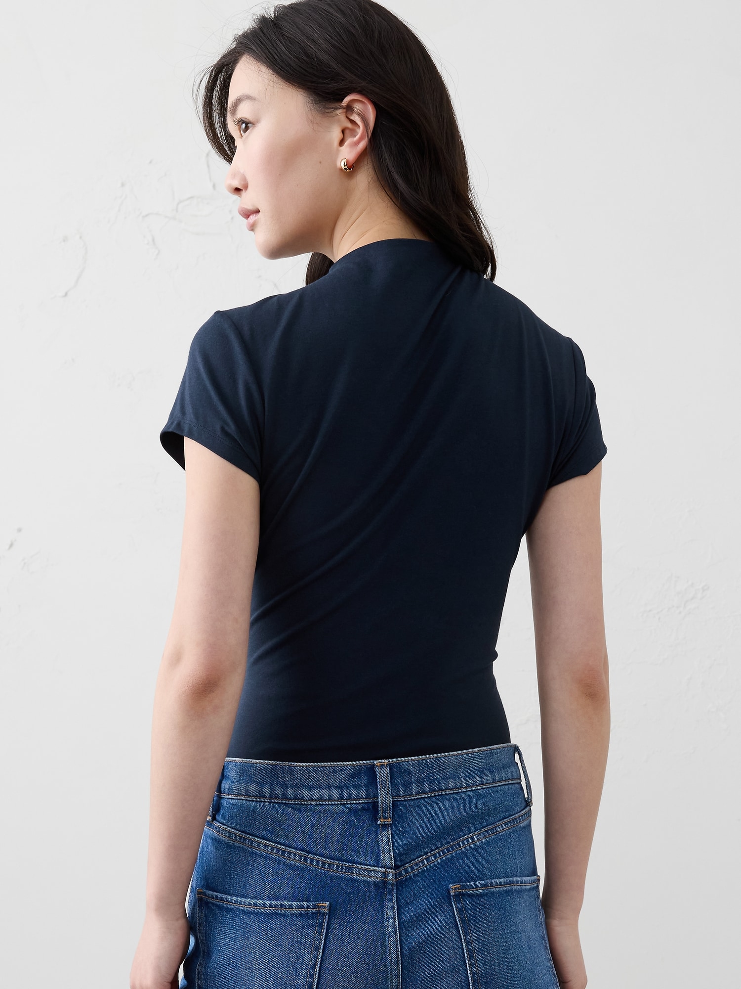 Image number 2 showing, SOFT STRETCH MOCK-NECK TOP