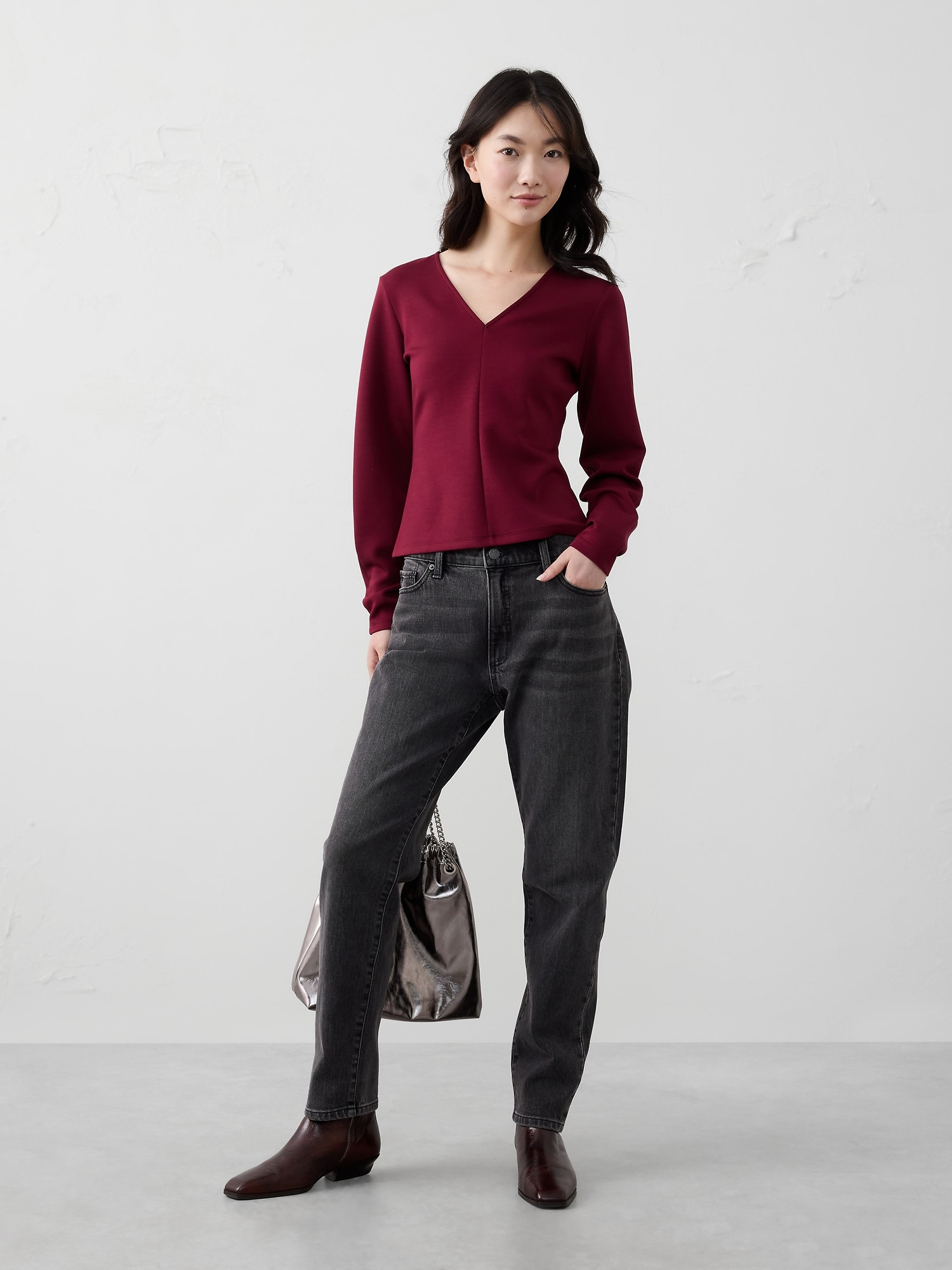 SCUBA SEAMED TOP - Bright Wine