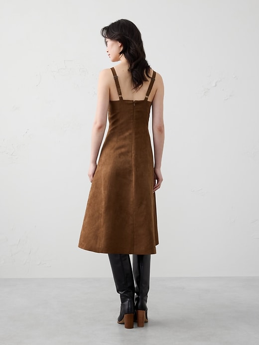 Vegan Suede Strappy Midi Dress
