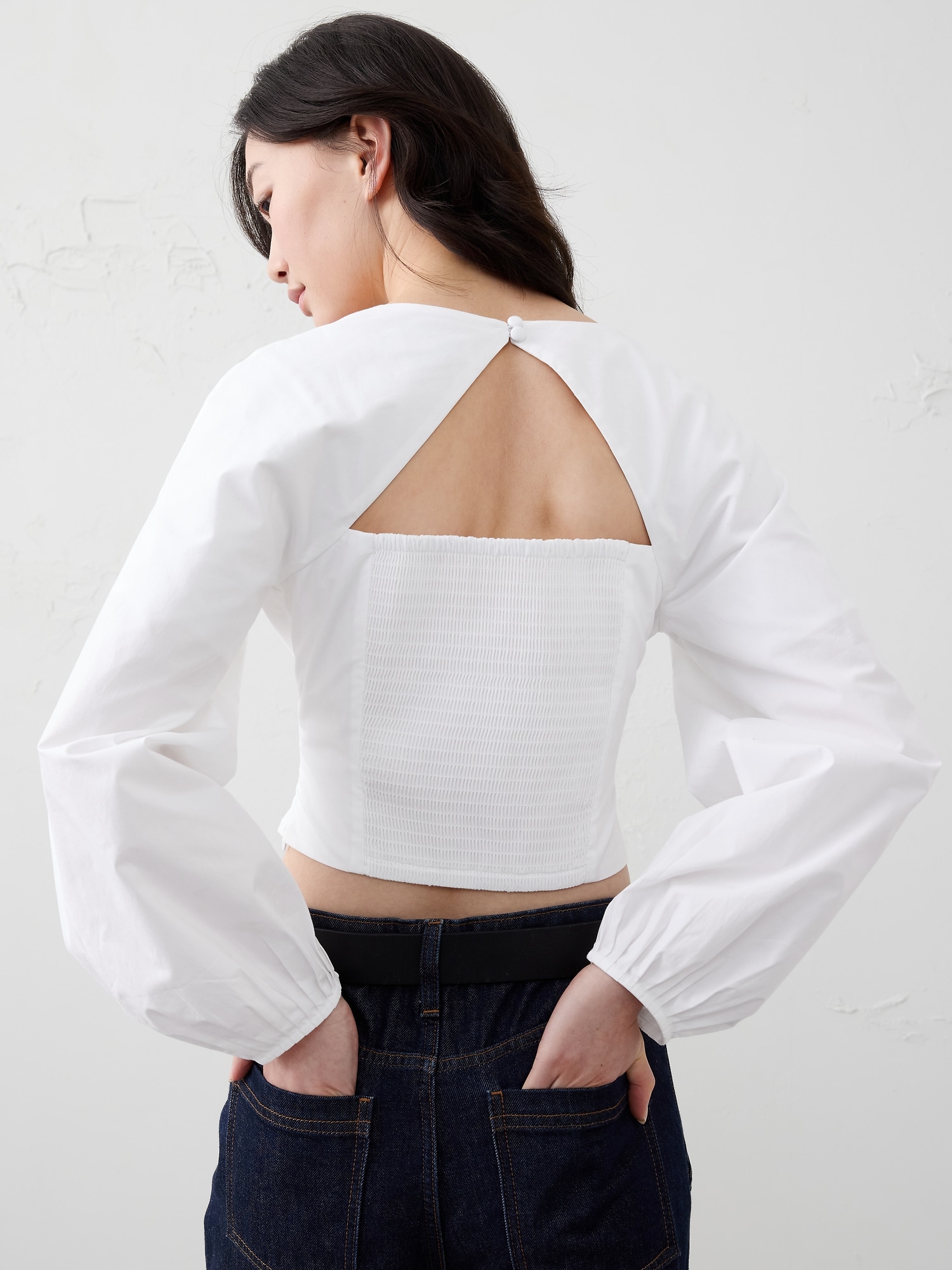 Image number 2 showing, POPLIN SQUARE-NECK TOP