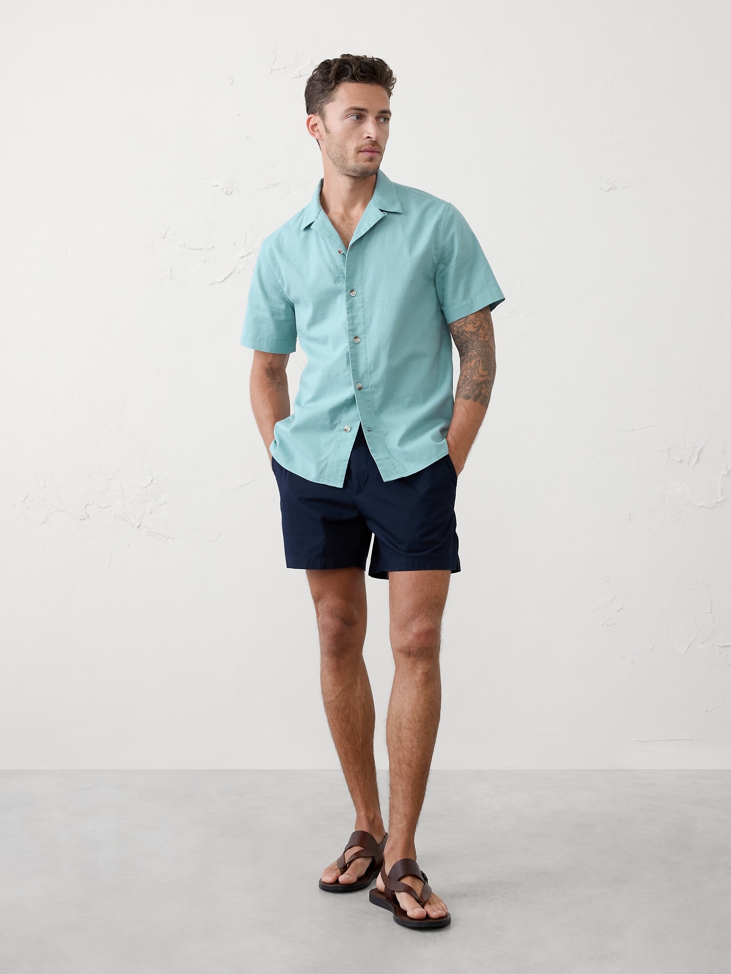 Image number 1 showing, Linen-Blend Standard Fit Resort Shirt
