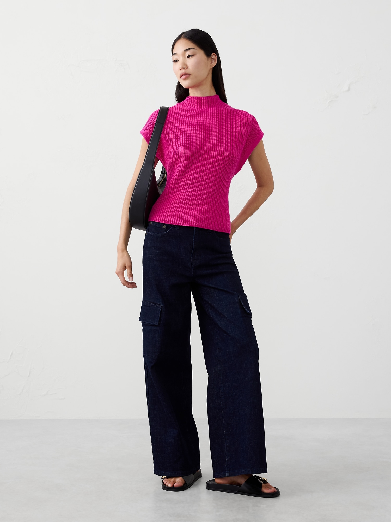 Image number 1 showing, RIBBED MOCK-NECK SWEATER SHELL