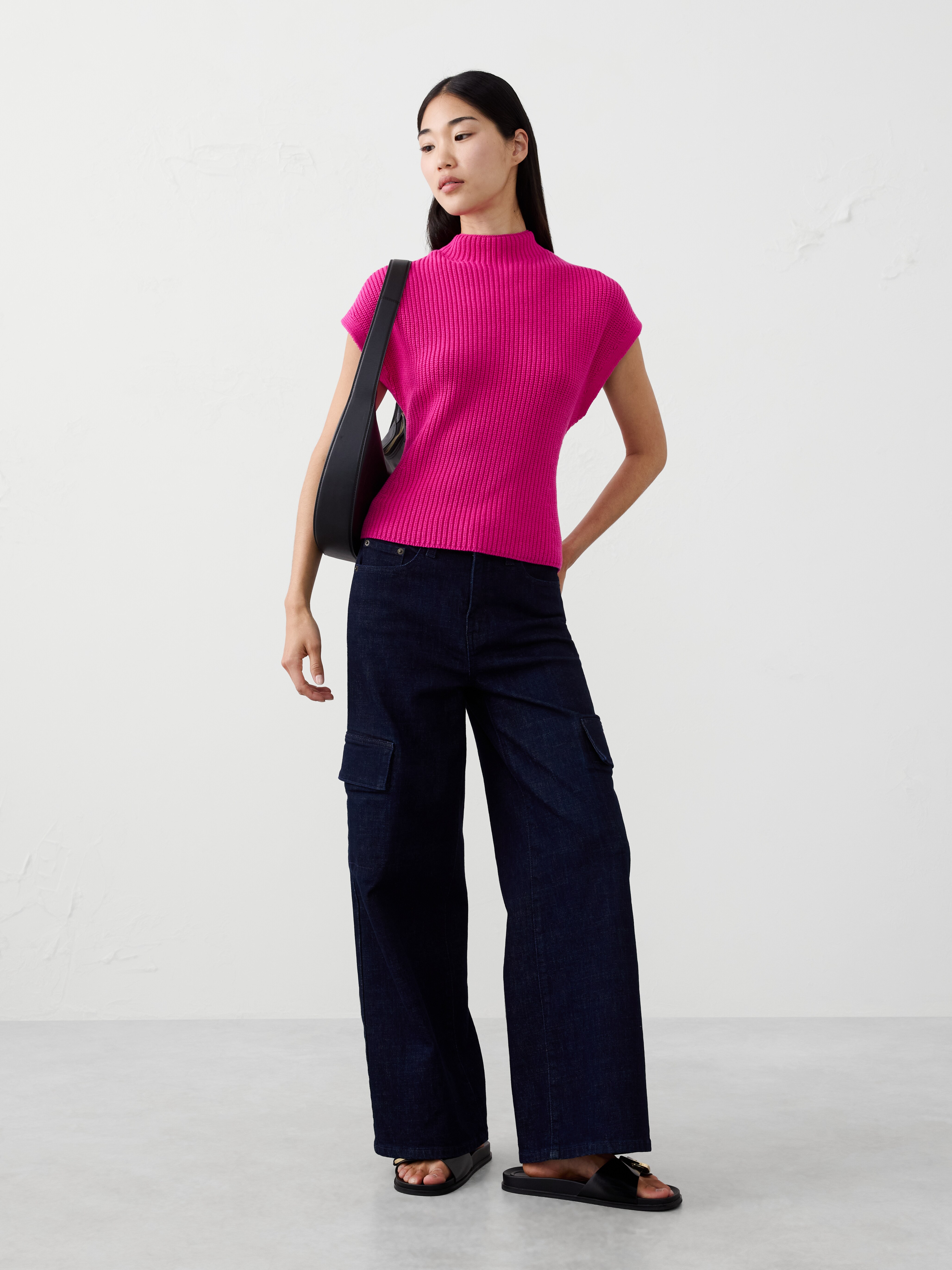 Ribbed Mock-Neck Sweater Shell